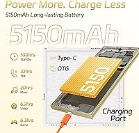 Vista 5 de OUKITEL C61 Unlocked Cell Phone 2025- Android 15, 6.88" Display Smartphone, 16GB+128GB/1TB, 5150mAh Battery Phone, 13MP Camera, 4G Dual Sim Mobile