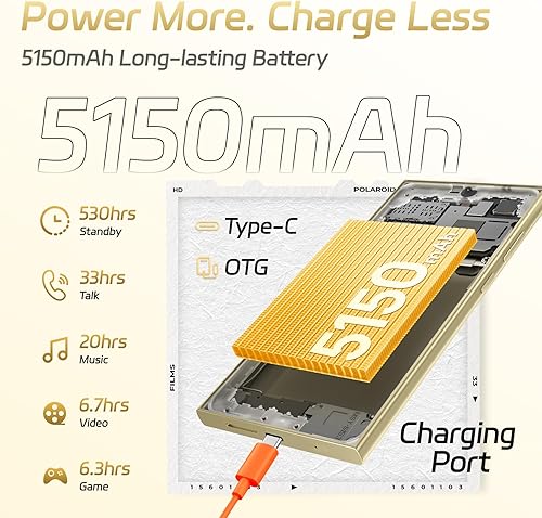 Miniatura 5 de OUKITEL Teléfono celular desbloqueado C61 2025- Android 15, teléfono inteligente con pantalla de 6.88 pulgadas, 16GB+128GB1TB, teléfono con batería