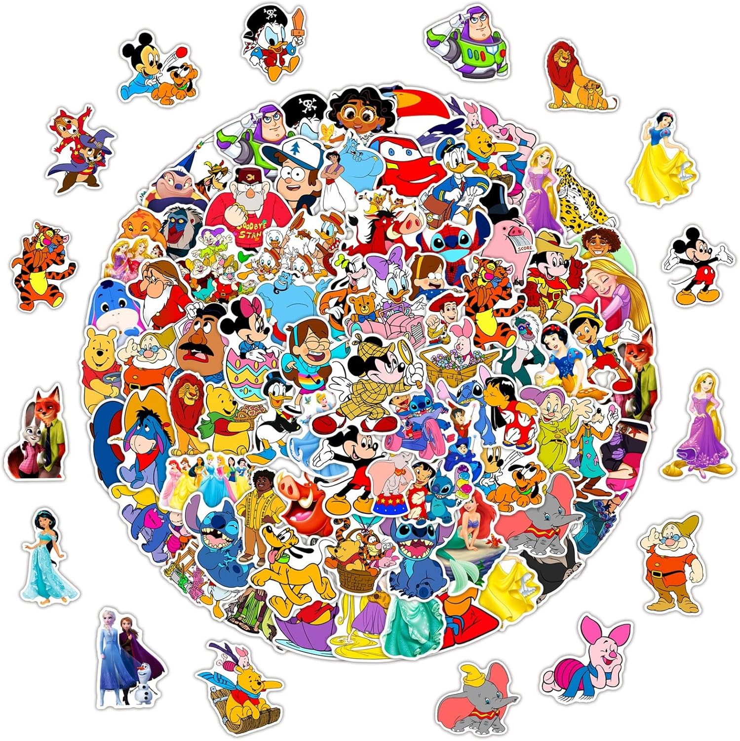 100pcs Mixed Cartoon Disney Stickers for Kids,Cool Cute Waterproof Vinyl Cartoon Decal for Water Bottle Laptop Bike Guitar Phone Skateboard Luggage