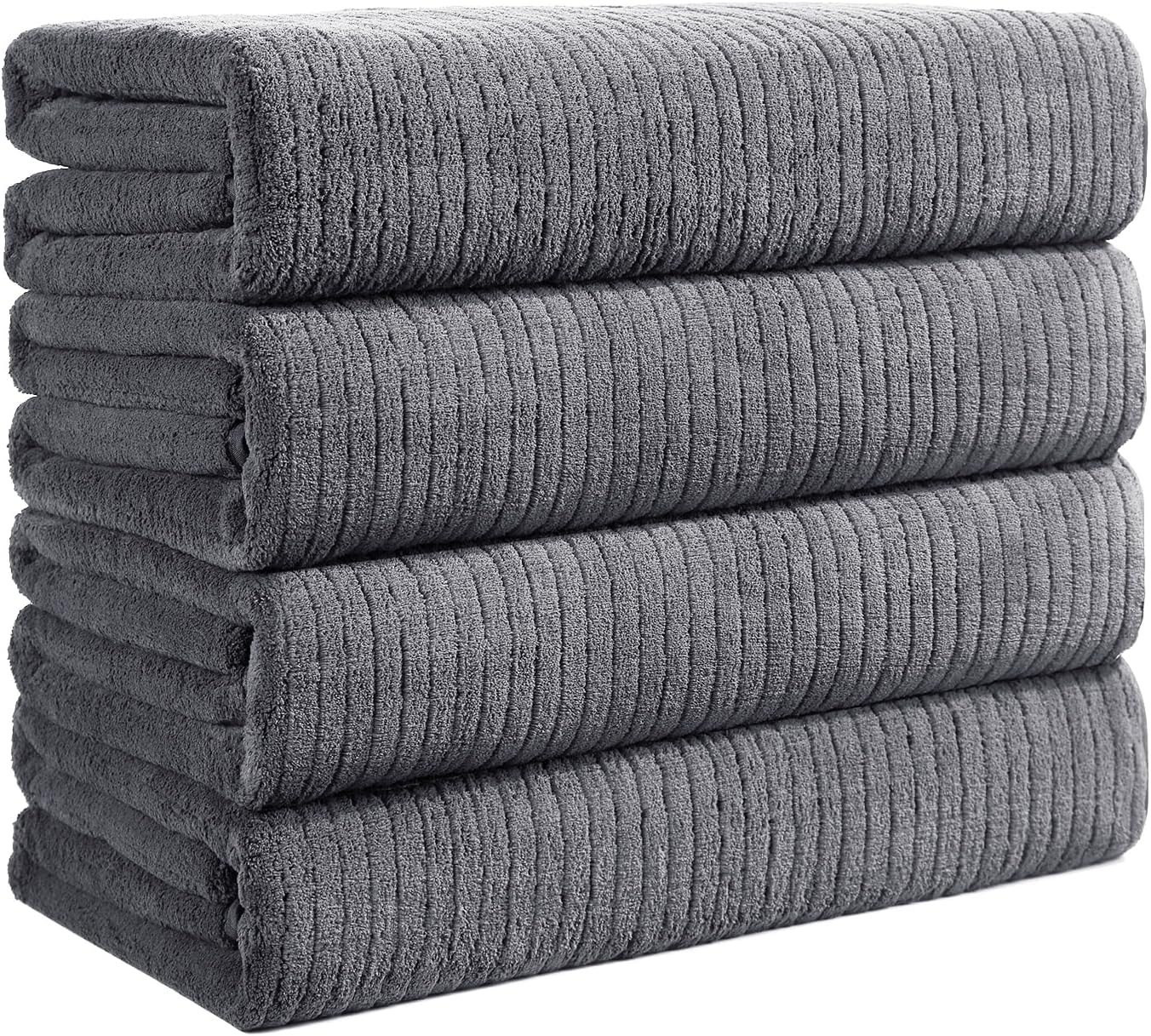 Bath Towels Set of 4 Extra Large 35 x 70 Inches,Luxury Thick High Absorbent and Quick Dry Bath Sheet,Ultra Soft Microfiber,Bathroom,Beach,Yoga,Sport,SPA,Fitness (Grey)