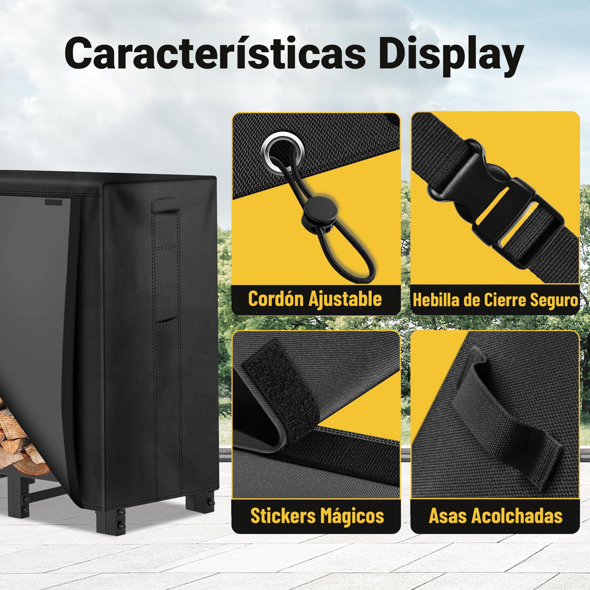 Amagabeli 121cmx105cmx30,48cm Estante de leña de Largo Estante de Registro de Chimenea Soporte de leña para leña al Aire Libre Tarea Pesada Bastidor de leña Titular de leña Apilador de Madera