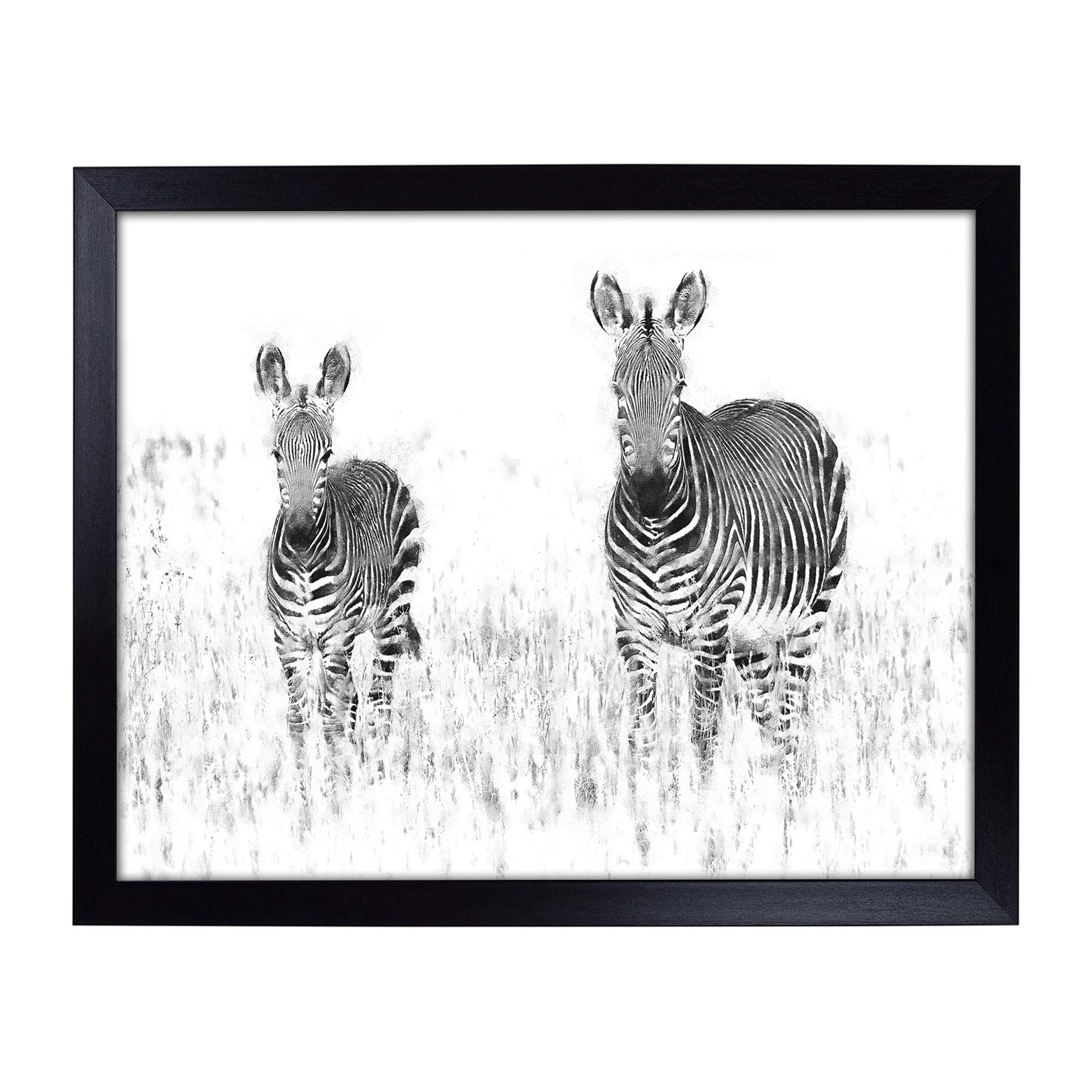 Lap Tray with Cushion | Two Zebras Painting | Padded Bean Bag Cushion | For Eating, Working, Crafting, Laptop | Portable Table Desk