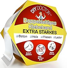 DIY Doctor Doppelseitiges Klebeband Extrastark - Robustes Teppichklebeband, 1er-Pack, 21 mm x 20 m – Extrastark für Teppichboden – Keine Rückstände