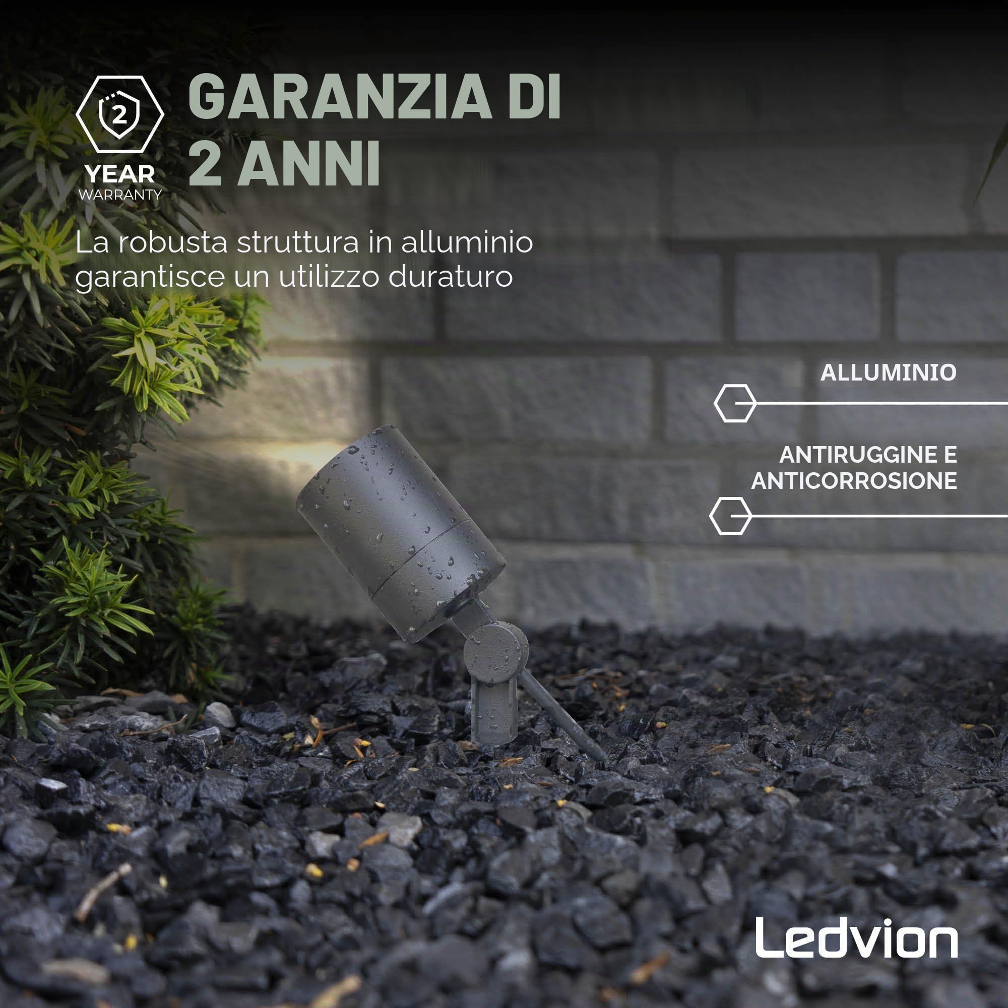 Ledvion 9 pezzi Faretti Esterno Lampade IP65 3W 2700K GU10 picchetto | Per giardino terrazza vialetto aiuole e luce decorativa esterna
