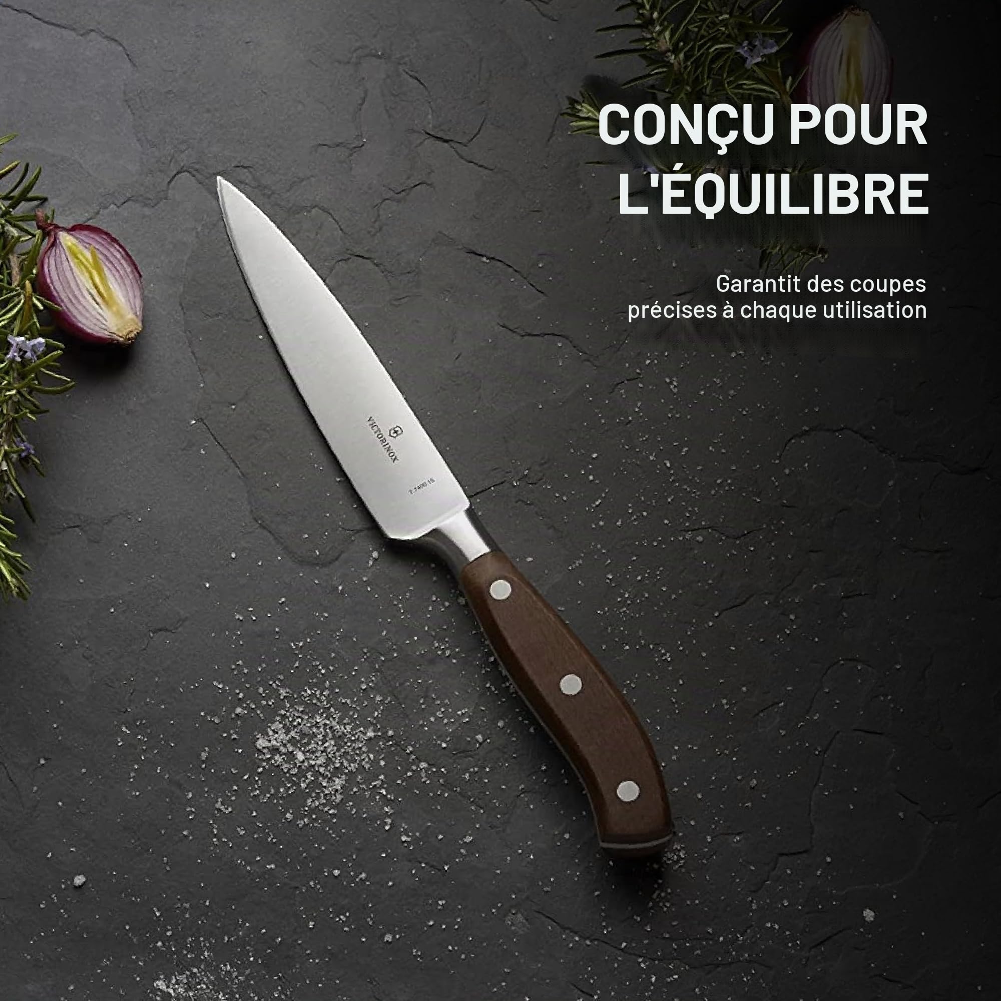 Victorinox Grand Maître Couteau à Trancher 15 cm, Lame Acier Inoxydable | Couteau de cuisine professionnel pour viande et rôtis avec manche ergonomique en érable noble poli.