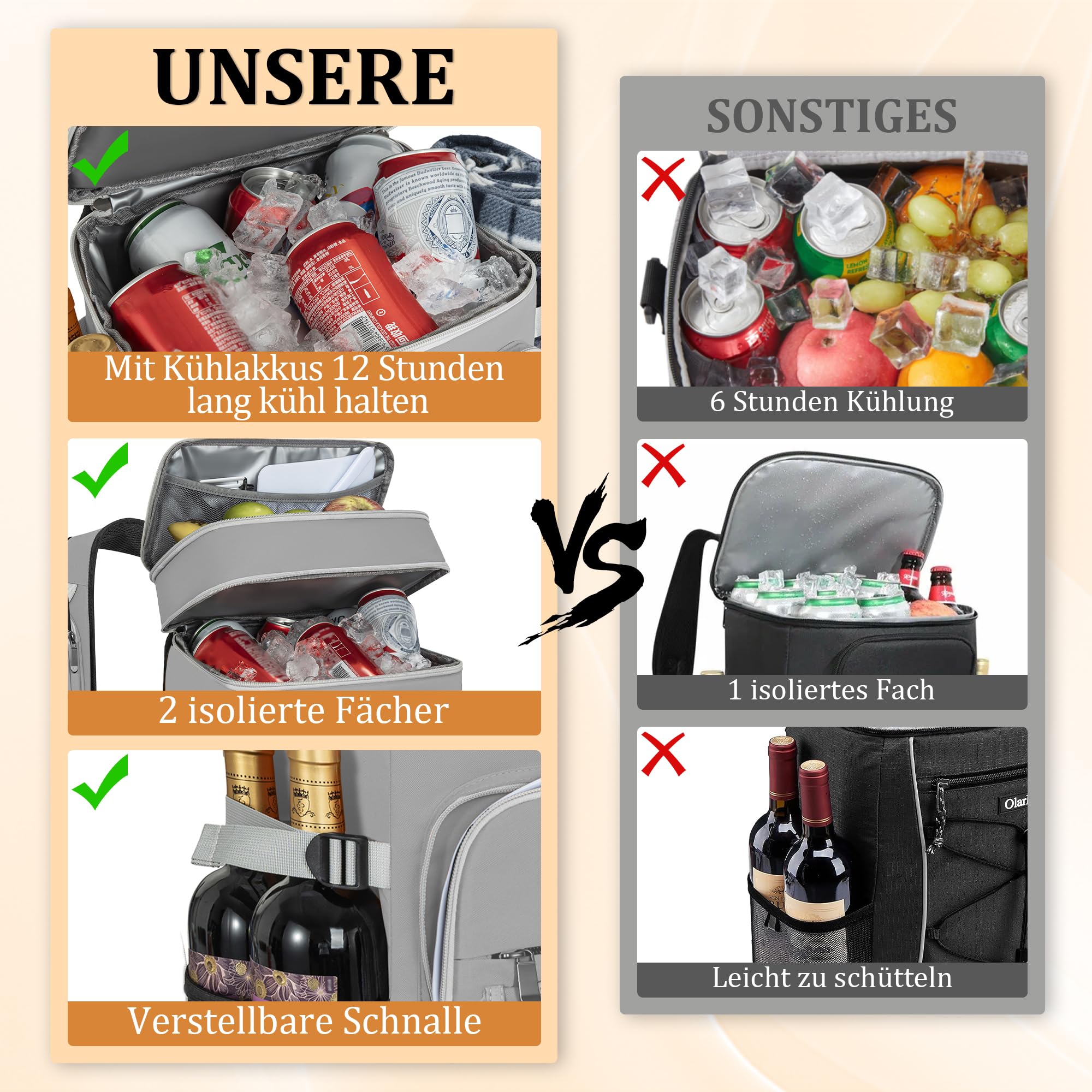 Sac à dos isotherme 40 boîtes de 30 l, grand sac à dos thermique, anti-fuite, imperméable, sac à dos de pique-nique, sac à déjeuner pour camping, pique-nique, barbecue et randonnée