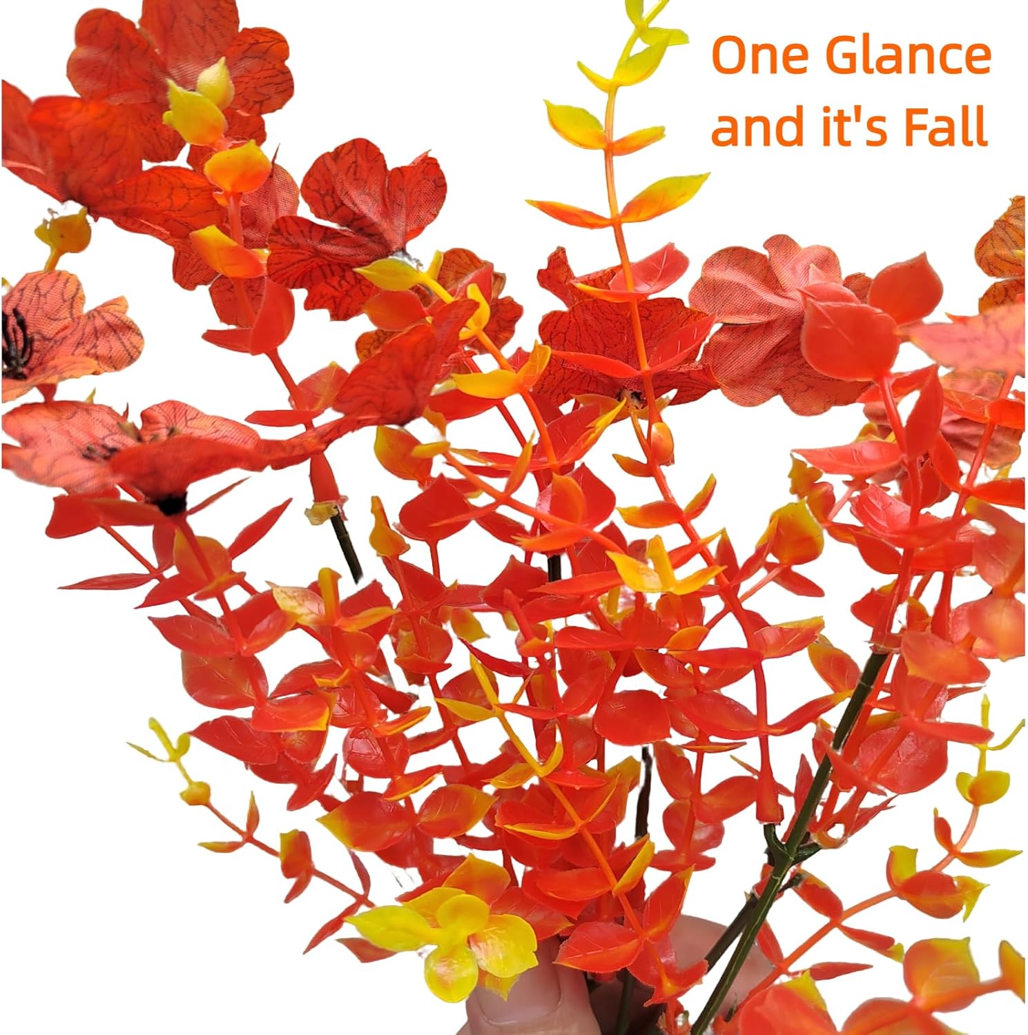 GIAUMA 18 Bundles Uv Resistant Artificial Outdoor Flowers，Faux Flowers for Outdoor Planters，Realistic Spring Summer Fake Plants for Decoration，Outside Front Door Window Box Decor (Fall-Color)