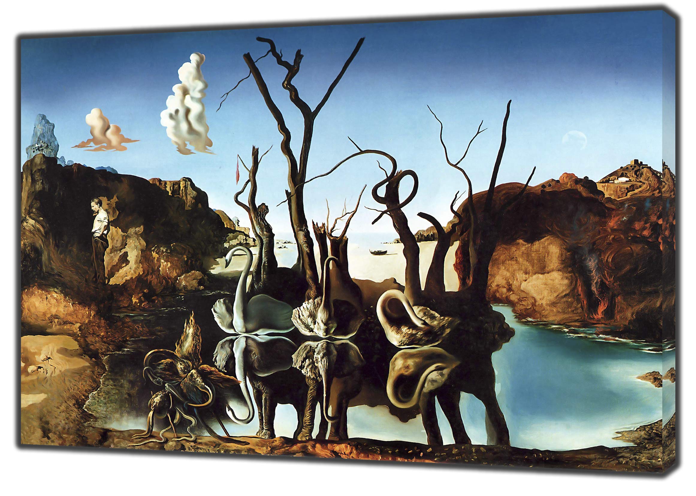 The Elephants By Salvador Dalí – Hand-painted Surrealist Oil On Canvas, Fine Art Reproduction, 24x36", Ready To Ship