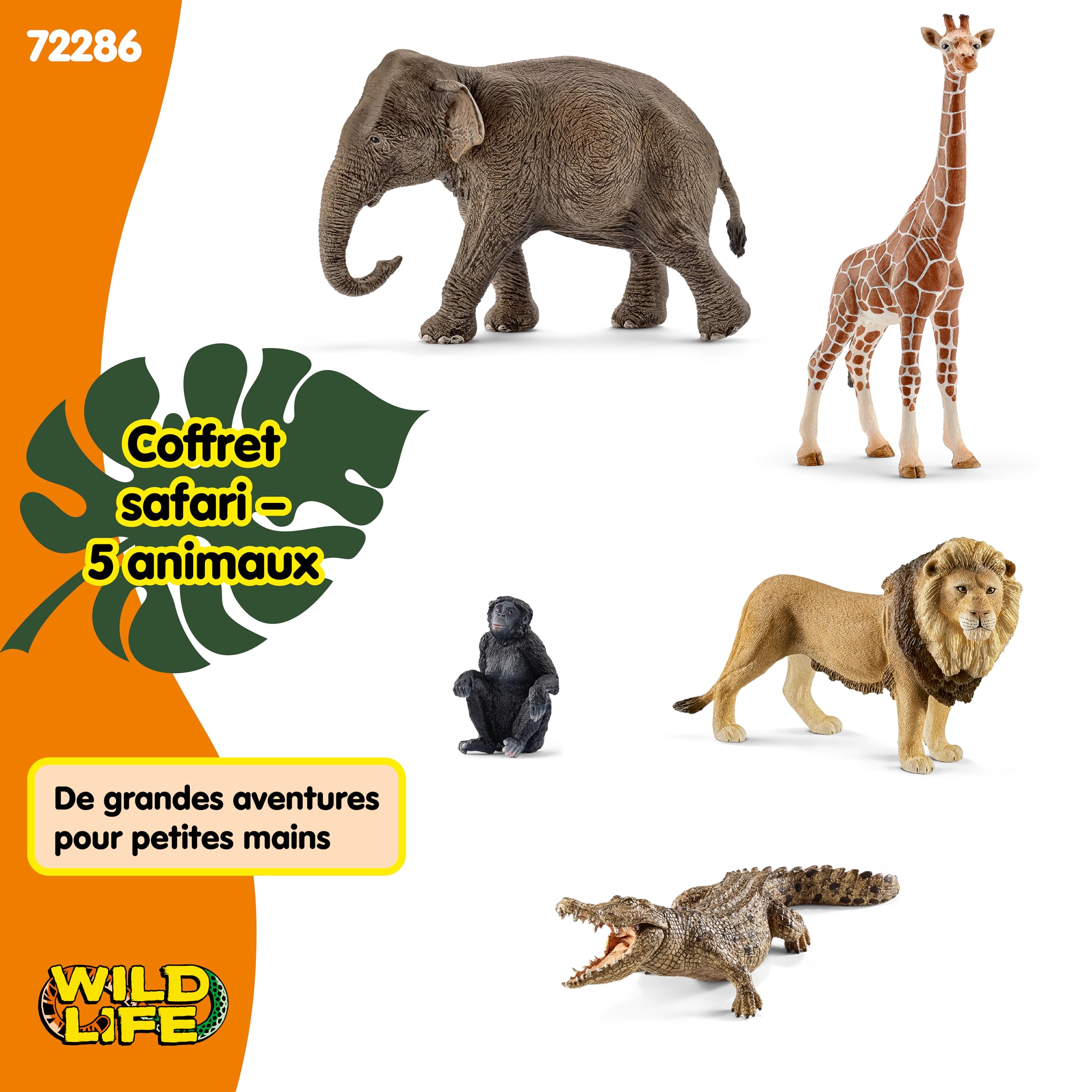 Schleich Wild Life | Coffret Animaux Sauvages 72286 avec Lion, Girafe, Crocodile, Singe et éléphant | Set réaliste de 5 Figurines Jouet Zoo dès 3 Ans | édition spéciale – exclusivité Amazon