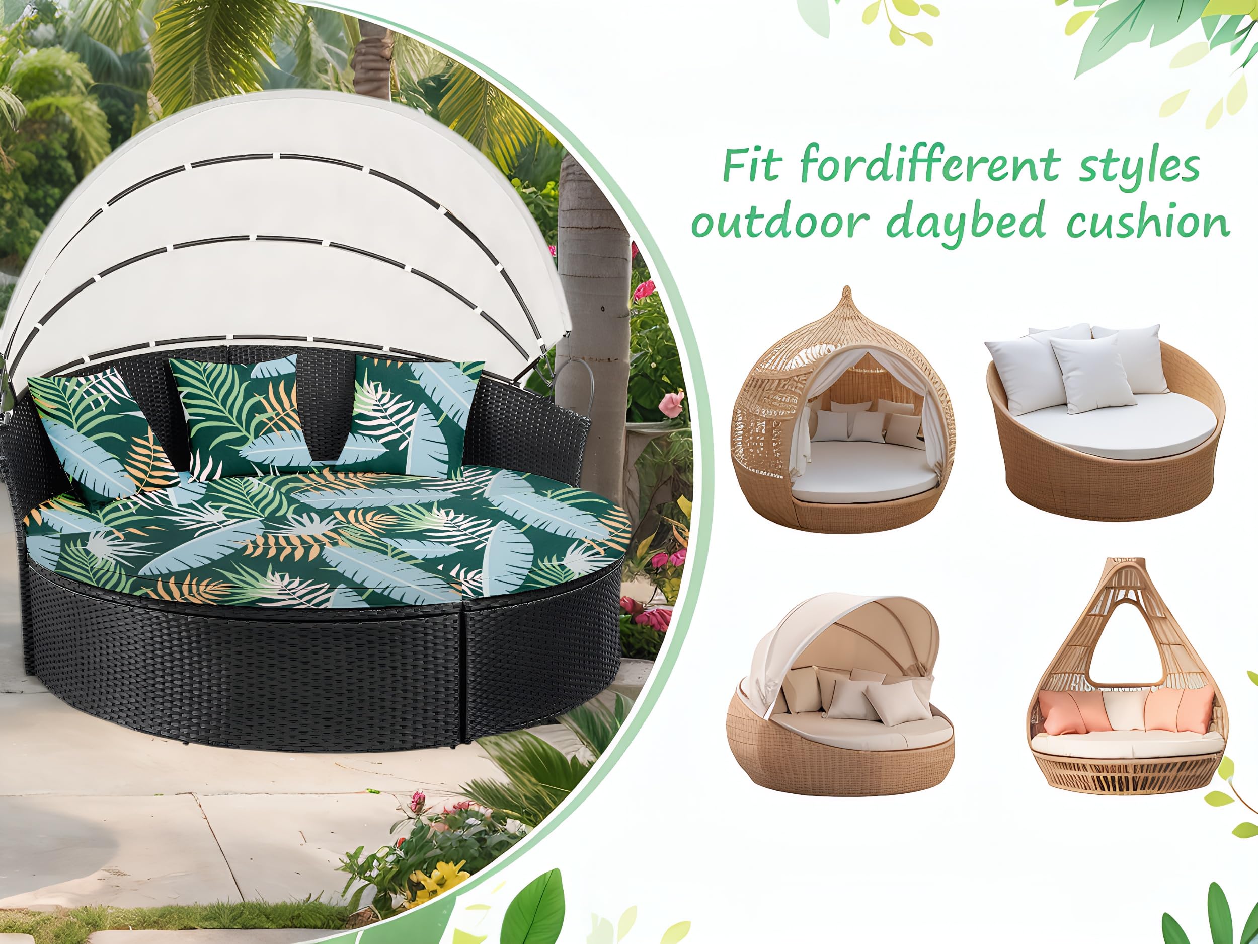 Fodera di ricambio per cuscino lettino da esterno 168 cm con fascia elastica Foresta Verde