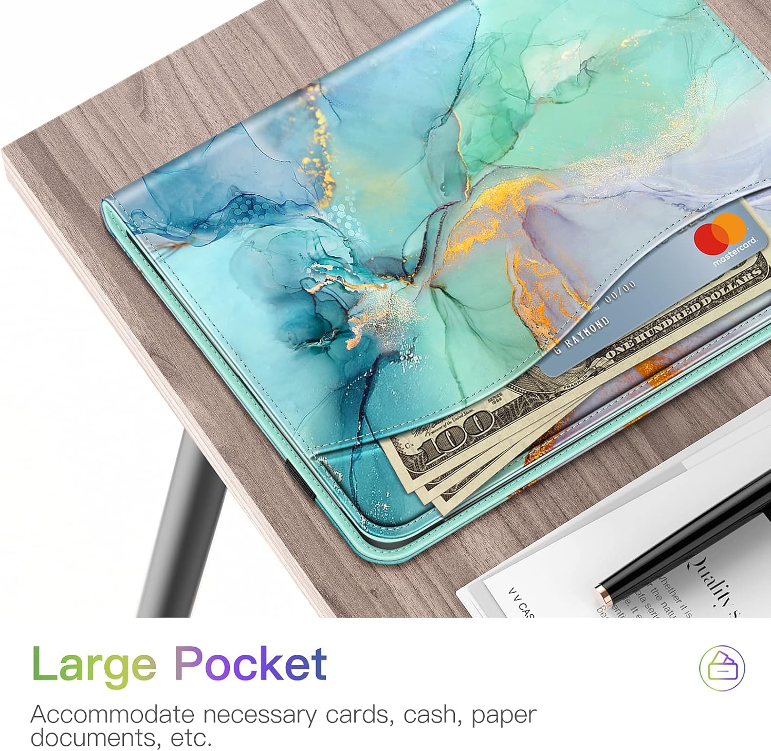 Fintie Case for iPad Air 4 10.9 Inch 2020 with Pencil Holder, Multi-Angle Viewing Cover [Supports Pencil 2nd Gen Charging] with Pocket, Auto Sleep/Wake for iPad Air 4th Generation, Emerald Marble : Electronics