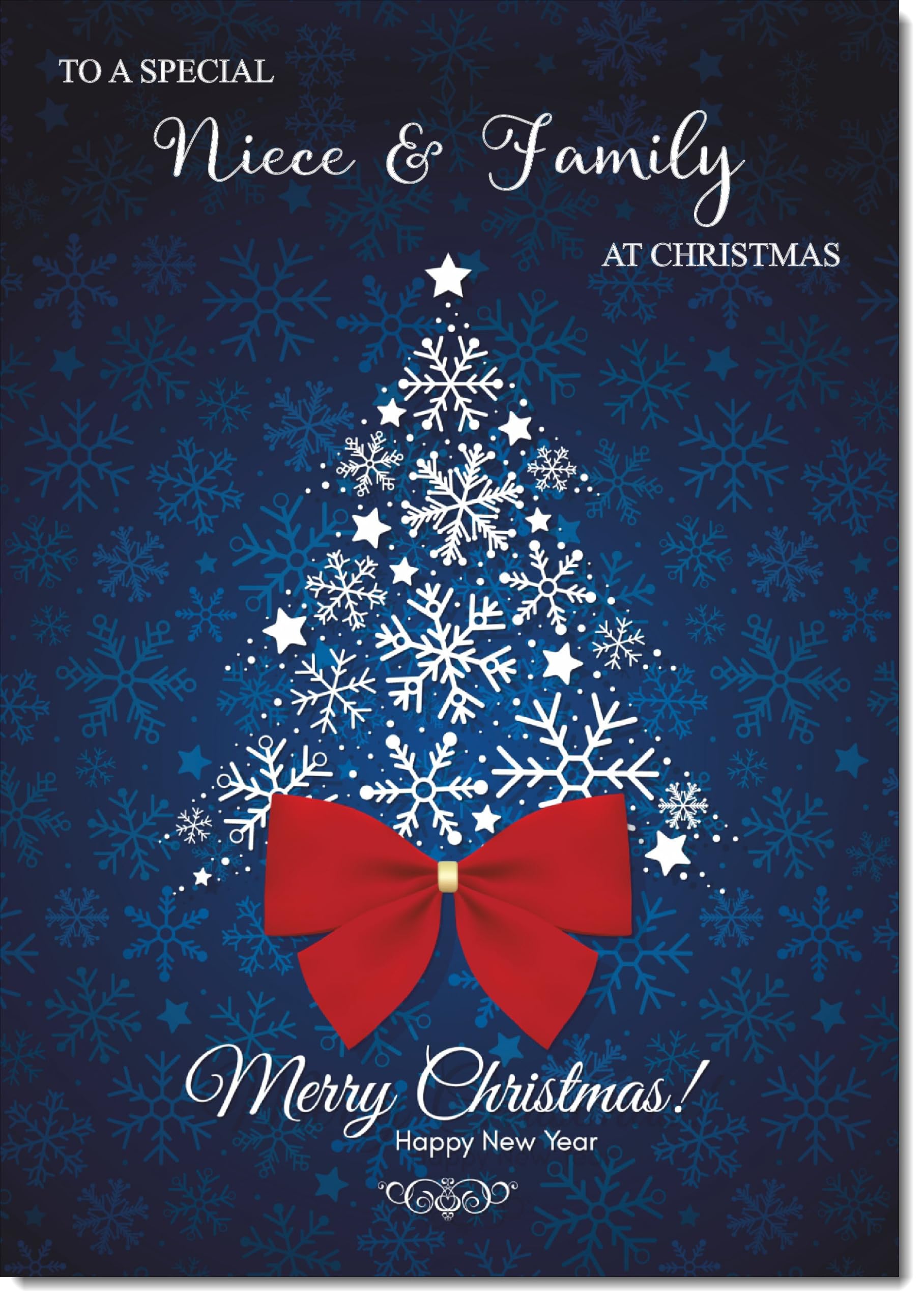 doodlecards Niece and Family Christmas Card Blue Abstract Christmas Tree Large A4 Size Christmas Card for Niece & Family with Plain Envelope — image 1