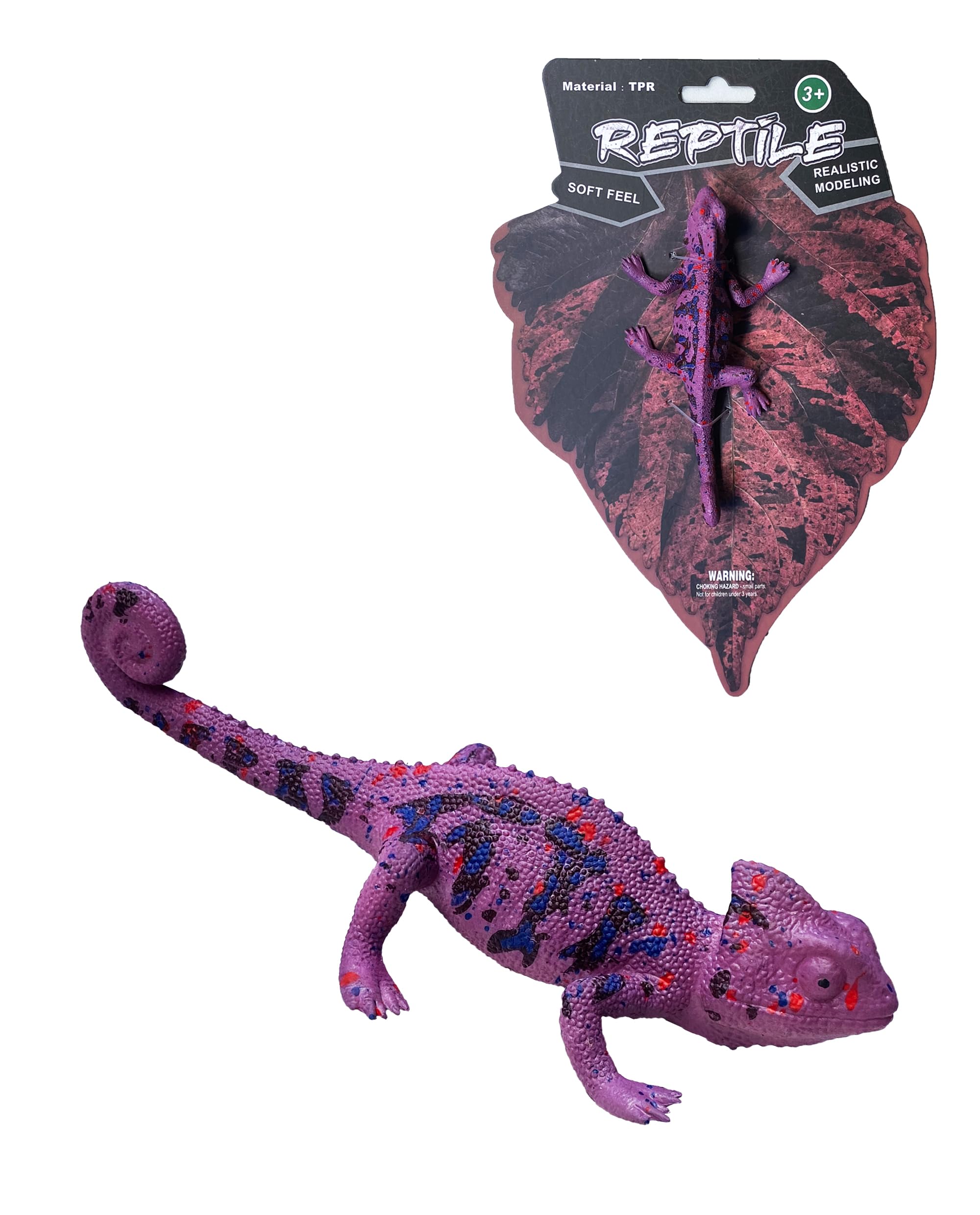 MACMERISE Galaxy Purple Chameleon Toy - Realistic Reptile Figurine with Red, Blue & White Dots | Detailed Plastic Model for Kids & Collectors