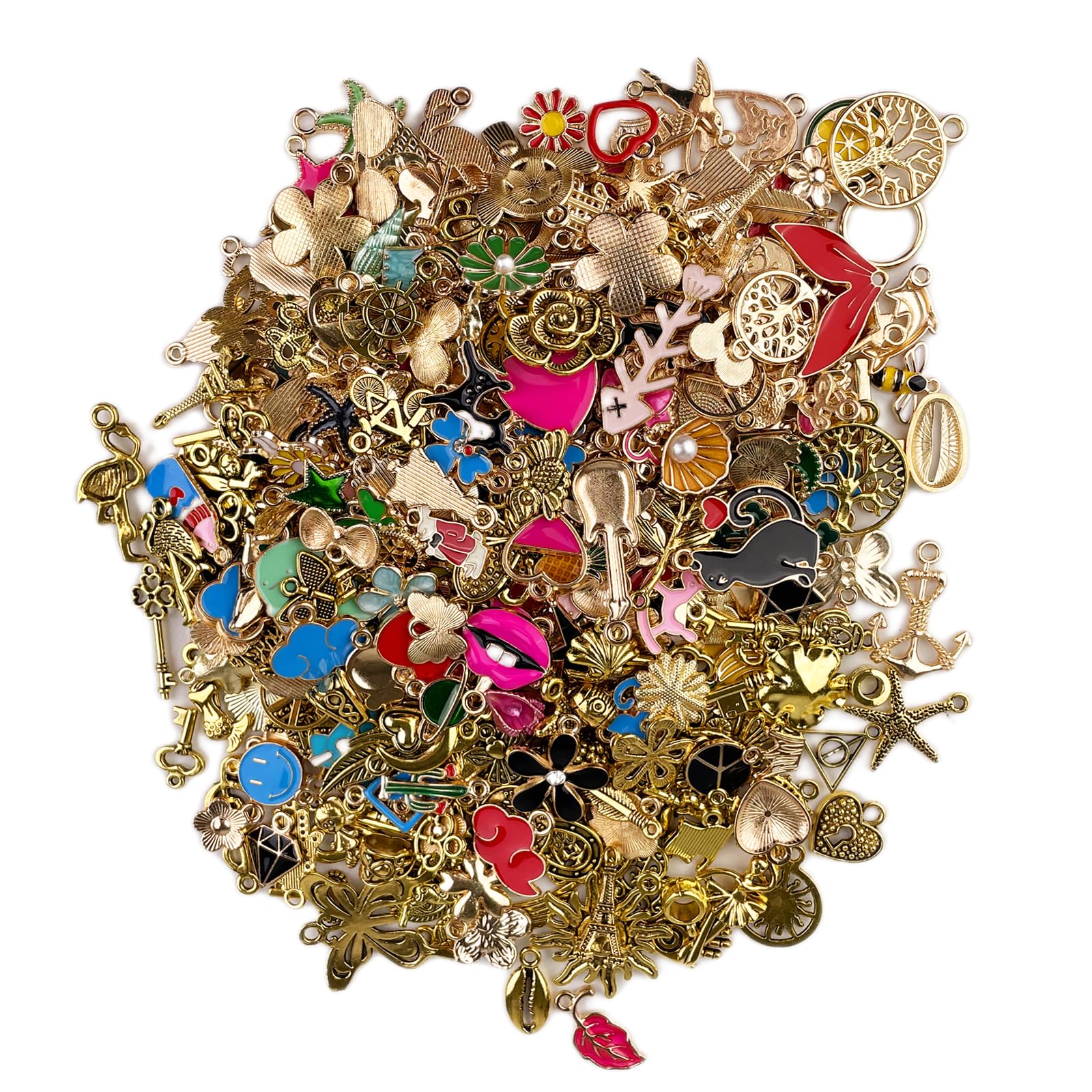 TERRARIDE 350 Pièces Breloque Acier Inoxydable, Breloque Mixte Charms Bracelet Et Collier, Mixtes Pendentifs DIY Collier Bracelet Pour La Fabrication De Bijoux Vrac Pour Création Bracelet