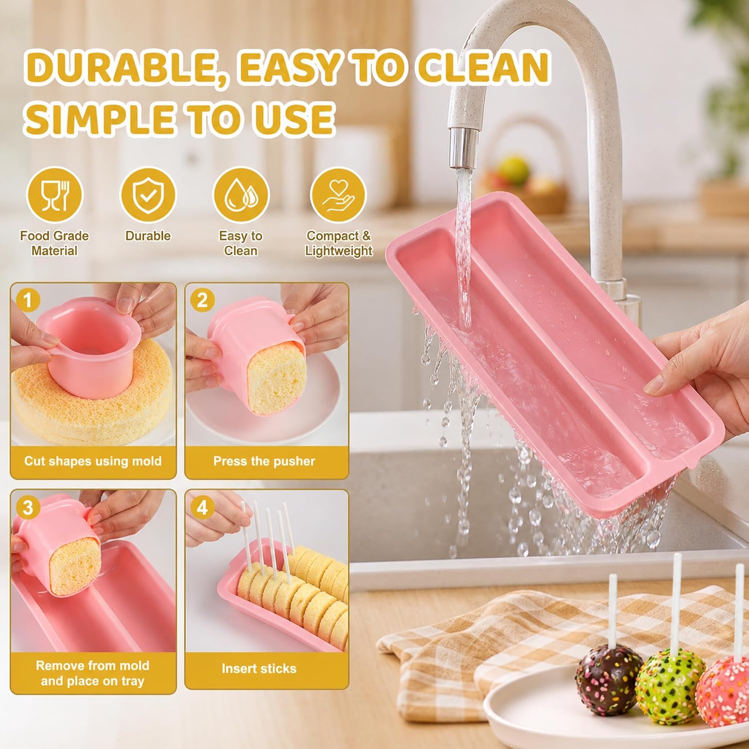 Cake Pop Mold Kit with Cutter, Cakesicle Mold, Stand & Baking Supplies （8） image 3