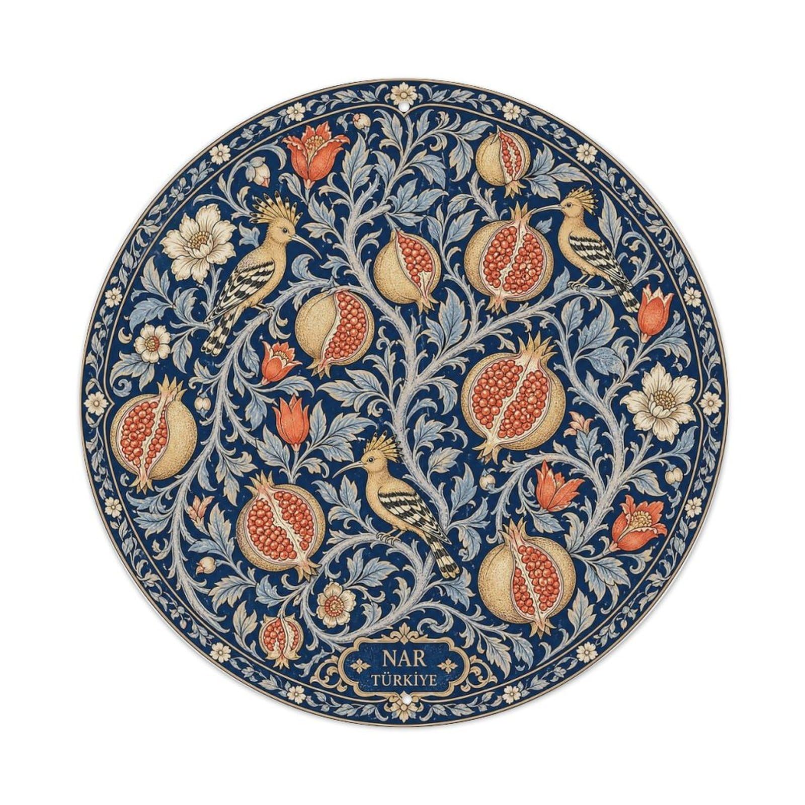 Fruit Botanical Pomegranate Turkish Indigo Blue Metal Tin Sign