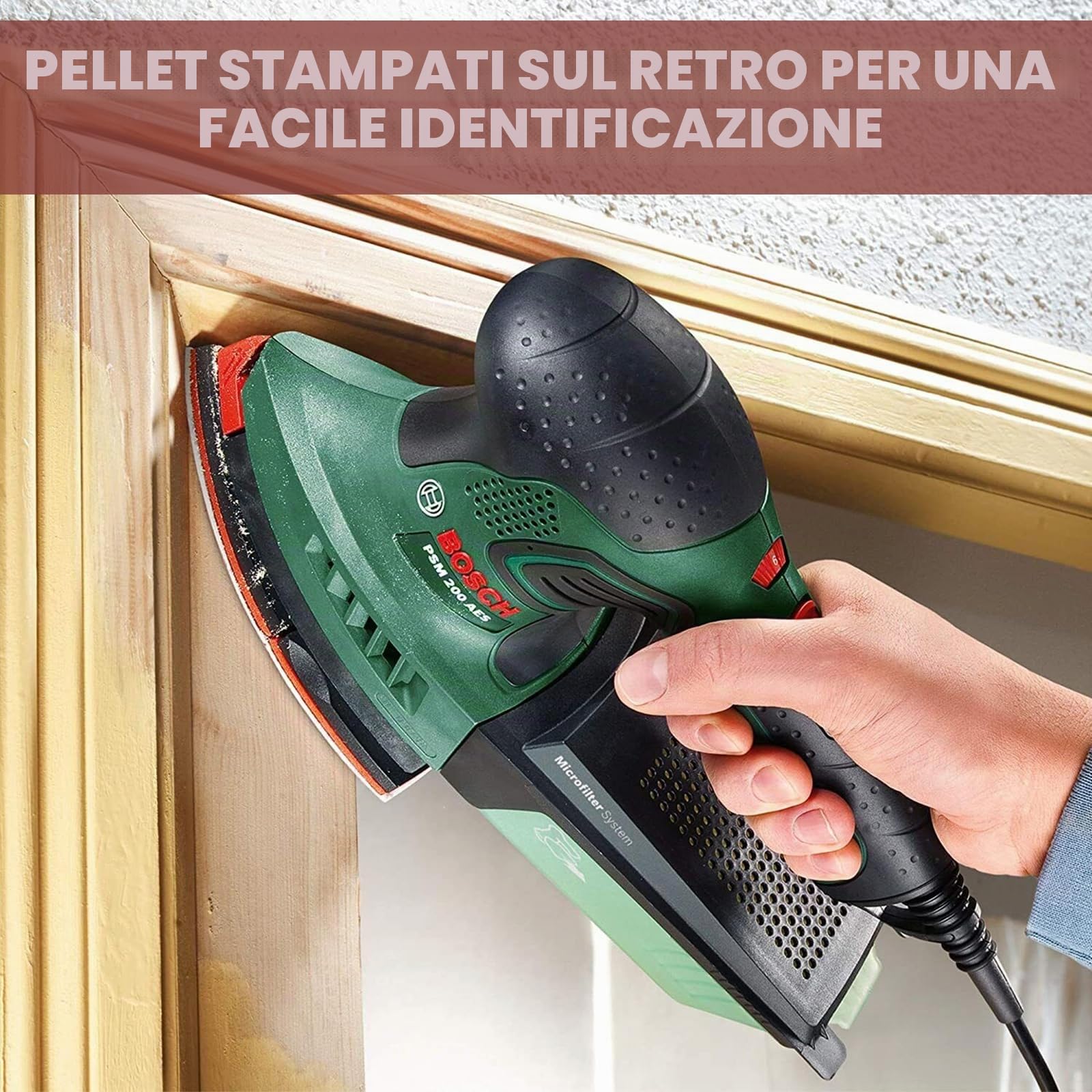 70 Pezzi Carte Abrasive Mouse Carta Vetrata, Triangolari Abrasivi con 5 Fori Grana 40/60/80/120/180/240/320 per Levigatore per Levigatura Lucidatura