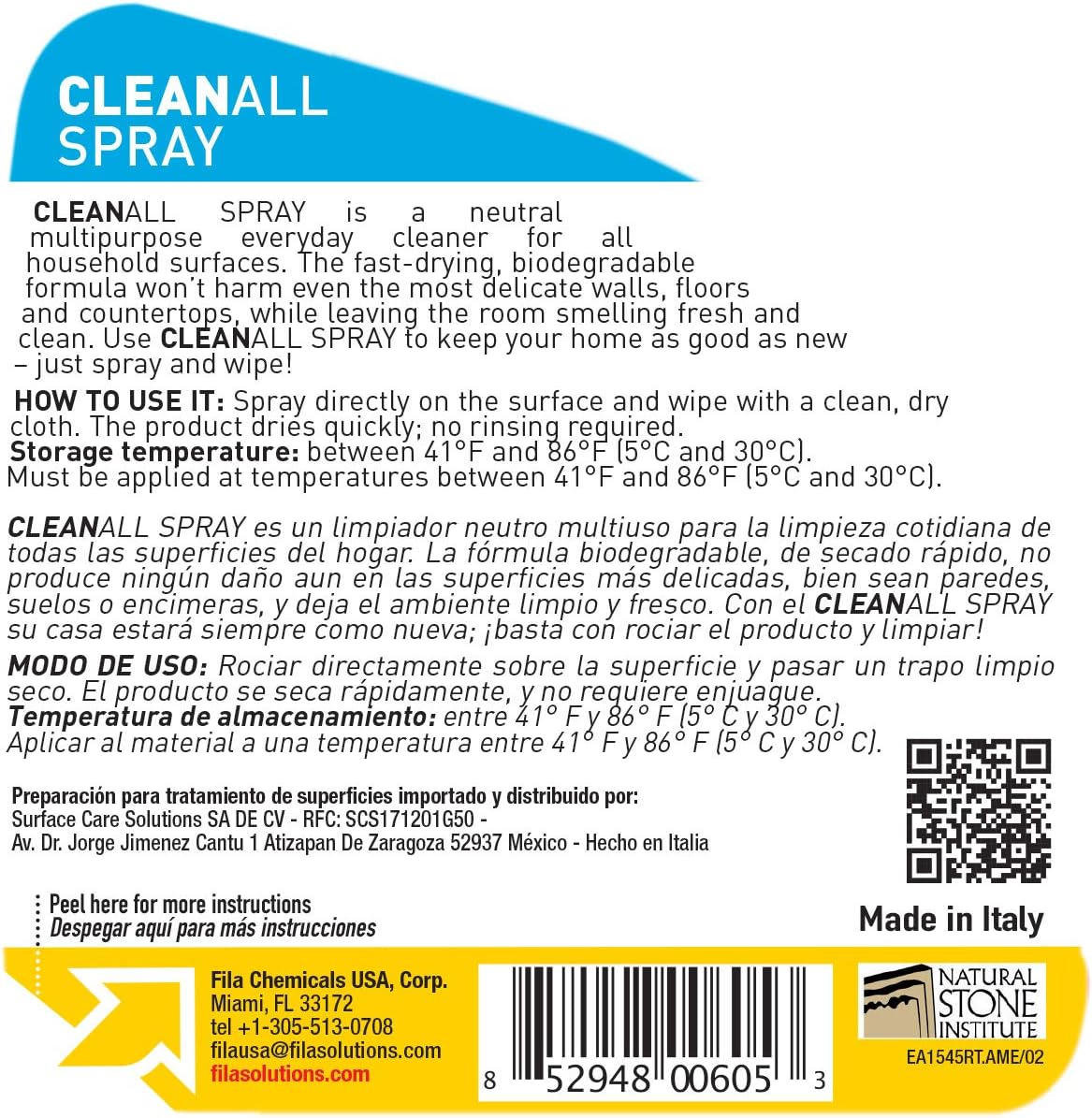 FILA Surface Care Soluts CLEANALL SPRAY Neutral All-pose Cleaner Spray