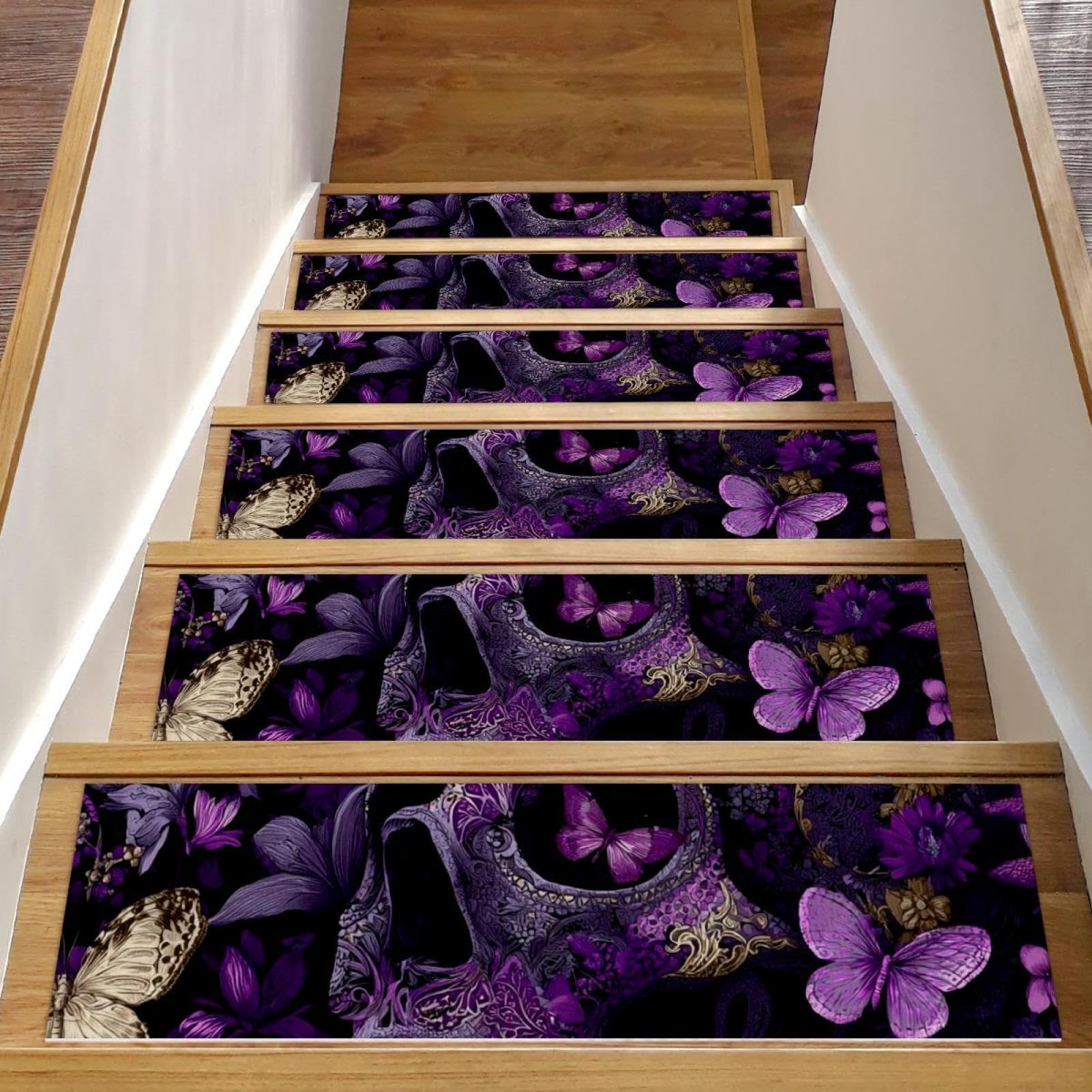Tapis d'escalier intérieur antidérapant violet 20,3x76,2 cm pour marches