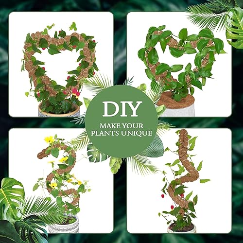 Miniatura 4 de Paquete de 2 postes de musgo de coco de 25 pulgadas para plantas trepadoras de interior, soporte de plantas hecho a mano para enredaderas para
