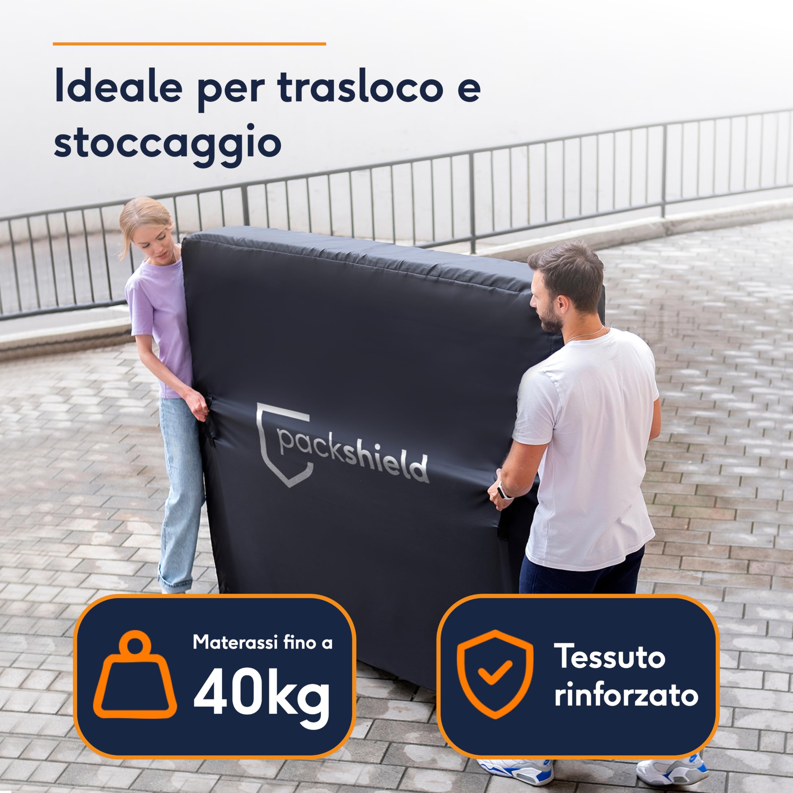 Custodia Protettiva per Materasso Singolo 90x200cm – Sacco Impermeabile in Tessuto Oxford – 4 Maniglie – Trasloco, Stoccaggio o Trasporto – Spessore 30cm