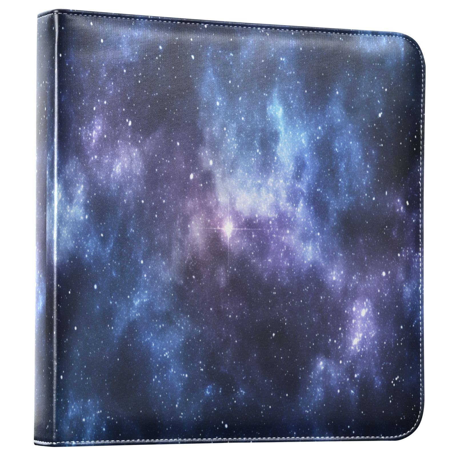 Kigai Galaxy Photo Album Self Adhesive Scrapbook Album Leather Cover DIY Picture Scrap Book with 20 Adhesive Sheets, 11.8x24x0.8 inch