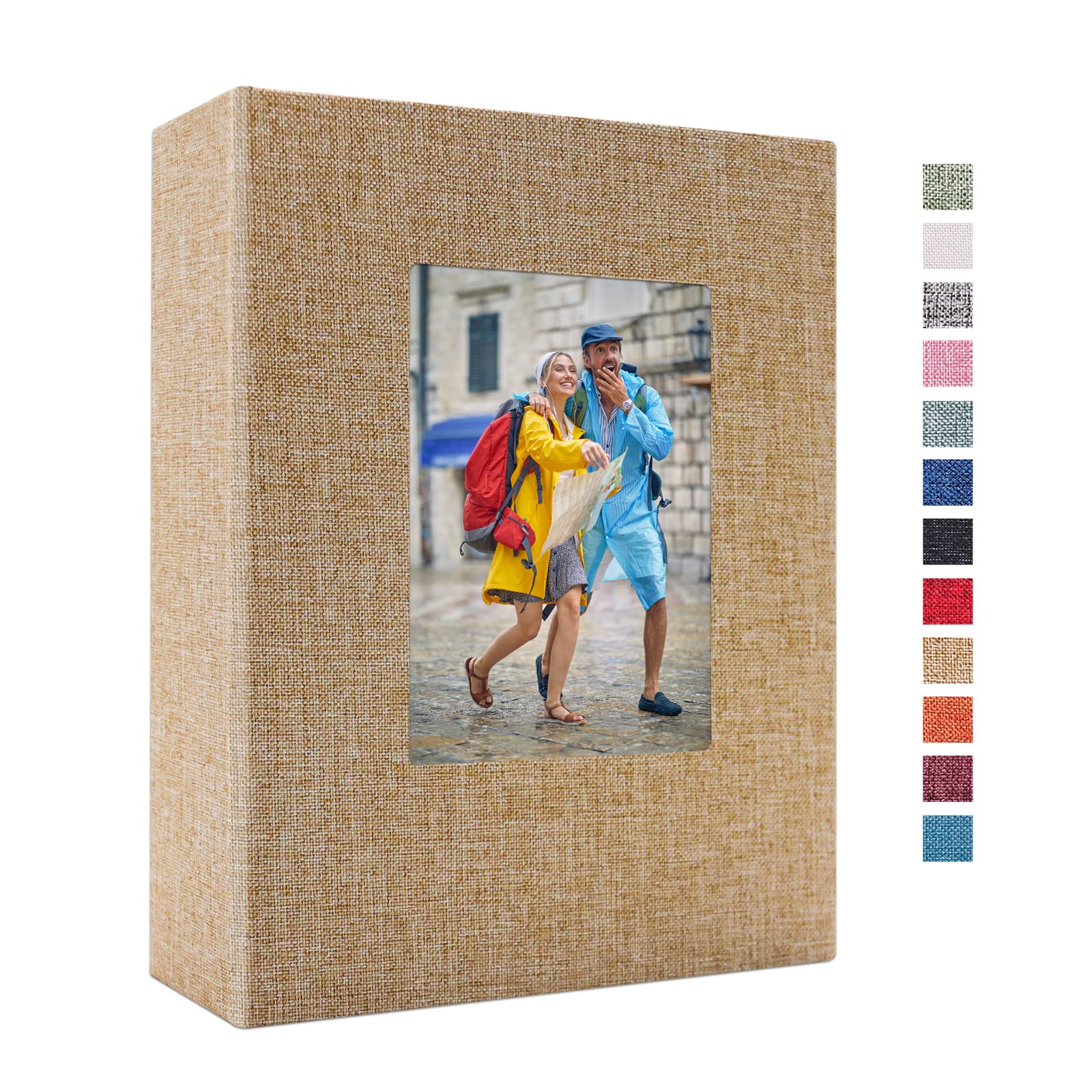Vienrose Photo Album 4x6 100 Pages Photos Linen Cover Picture Book with Front Window for Baby Wedding Children