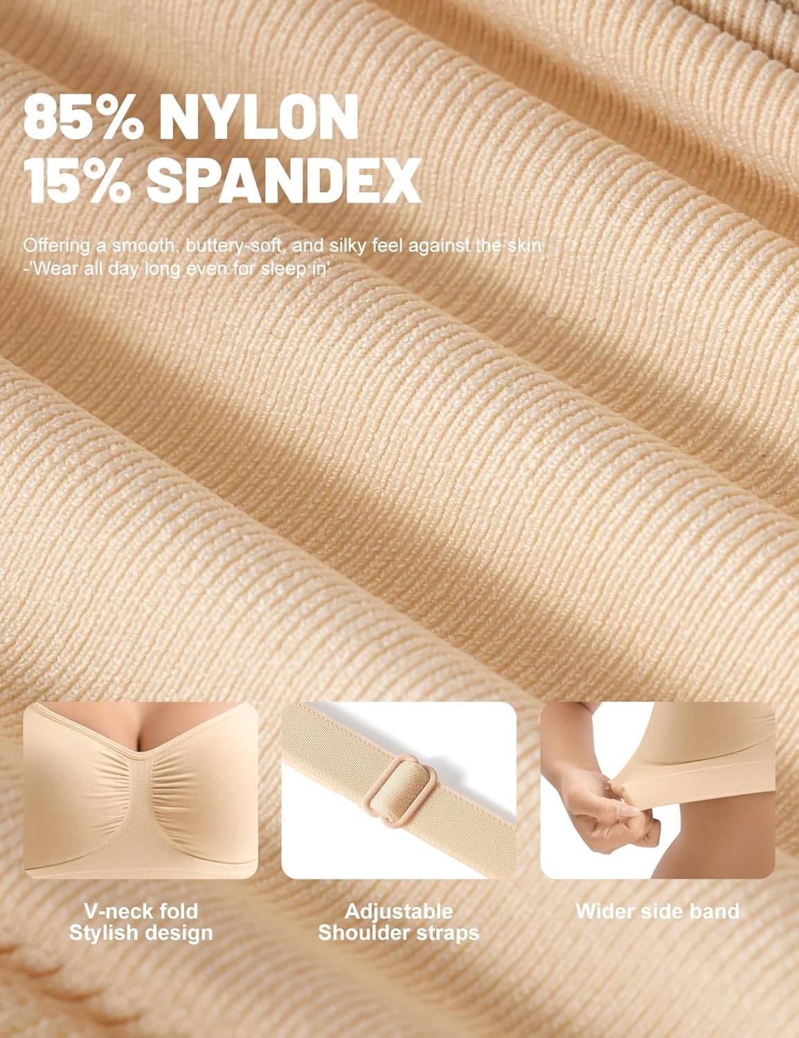 Bralettes for Women with Support Comfortable Bras No Underwire Seamless Everyday Bras Nude - Image 4