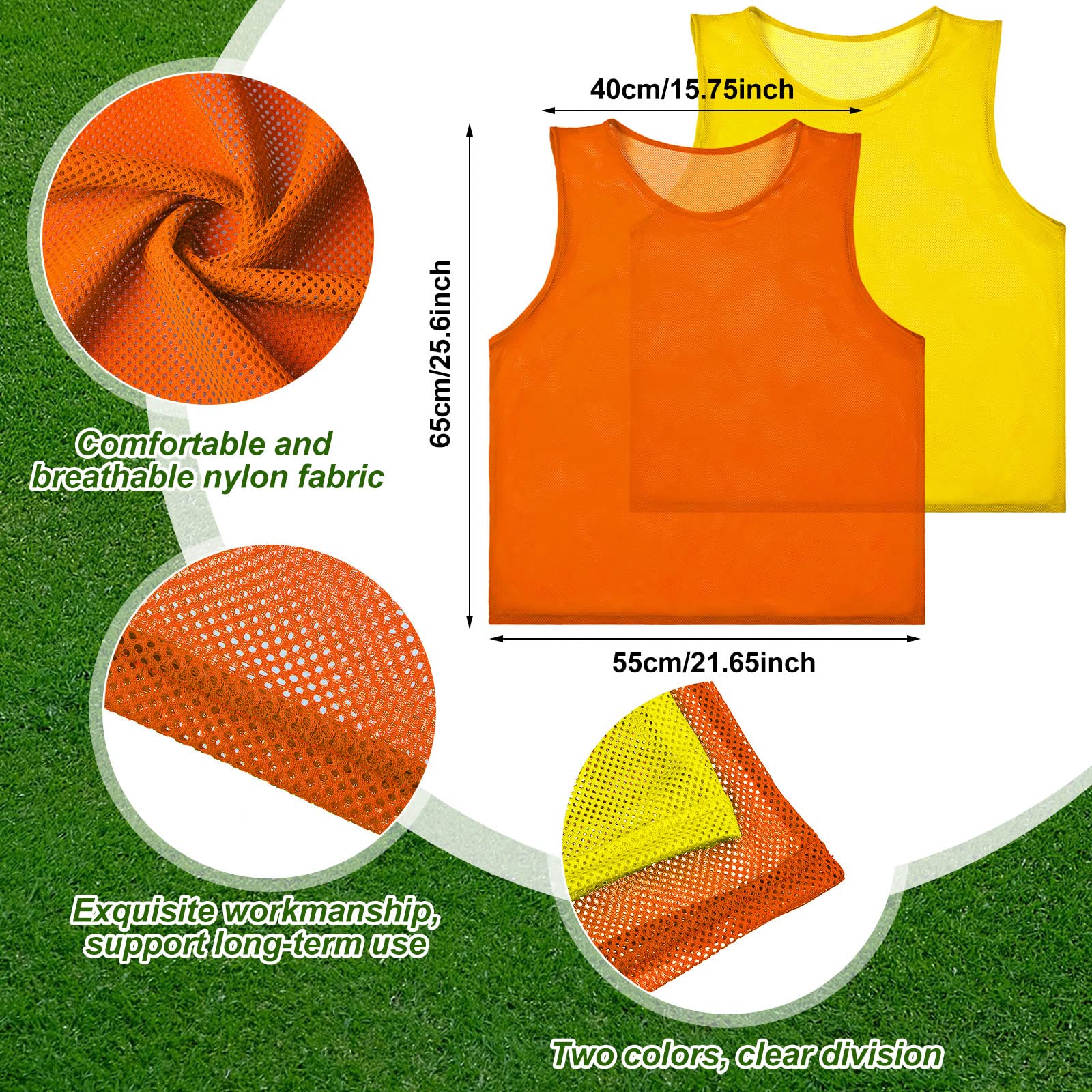 Juego de fútbol de 14 jugadores, 3 banderas, 14 camisetas de malla de nailon, 14 banderas, cinturón de fútbol y 12 conos para entrenamiento de adolescentes