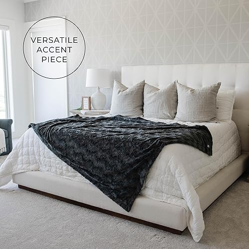 Miniatura 3 de GRACED SOFT LUXURIES Manta de piel sintética extra grande color carbón, ultra suave y esponjosa, de 60 x 80 pulgadas, acogedora, gruesa y cálida,