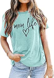 Mom Life Shirts for Women Mom Life Heart Graphic Shirts