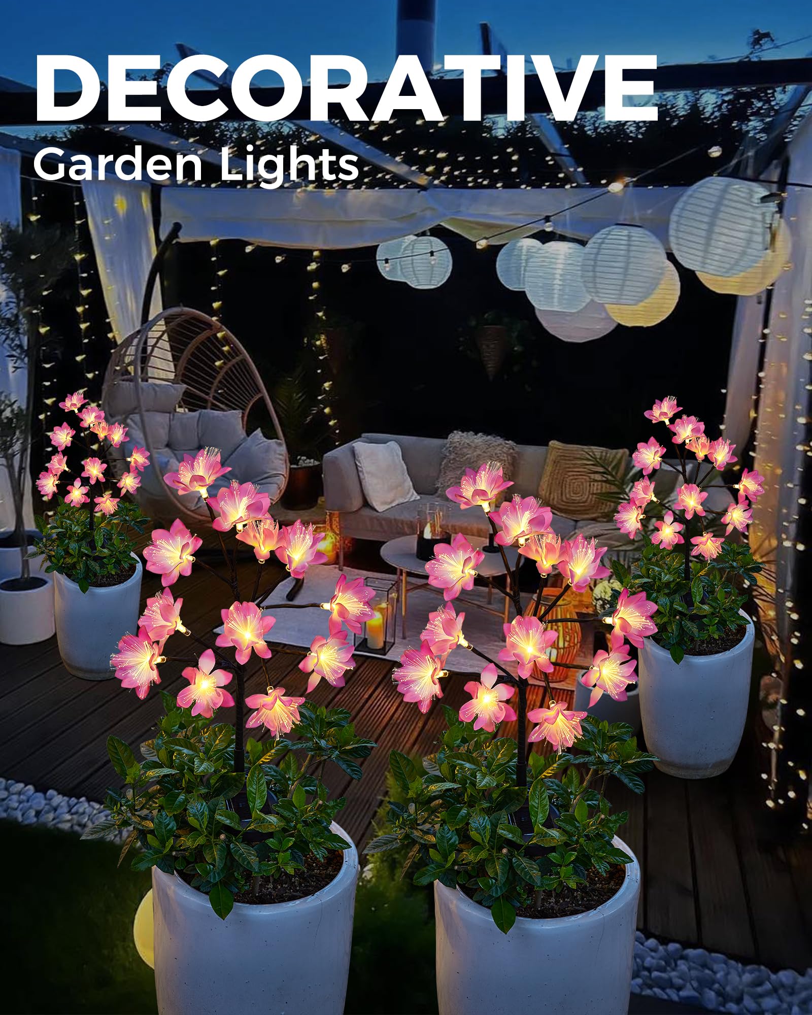 Confezione da 4 luci solari per esterni, a energia solare, IP65, impermeabili, decorative, per cortile, patio, giardino