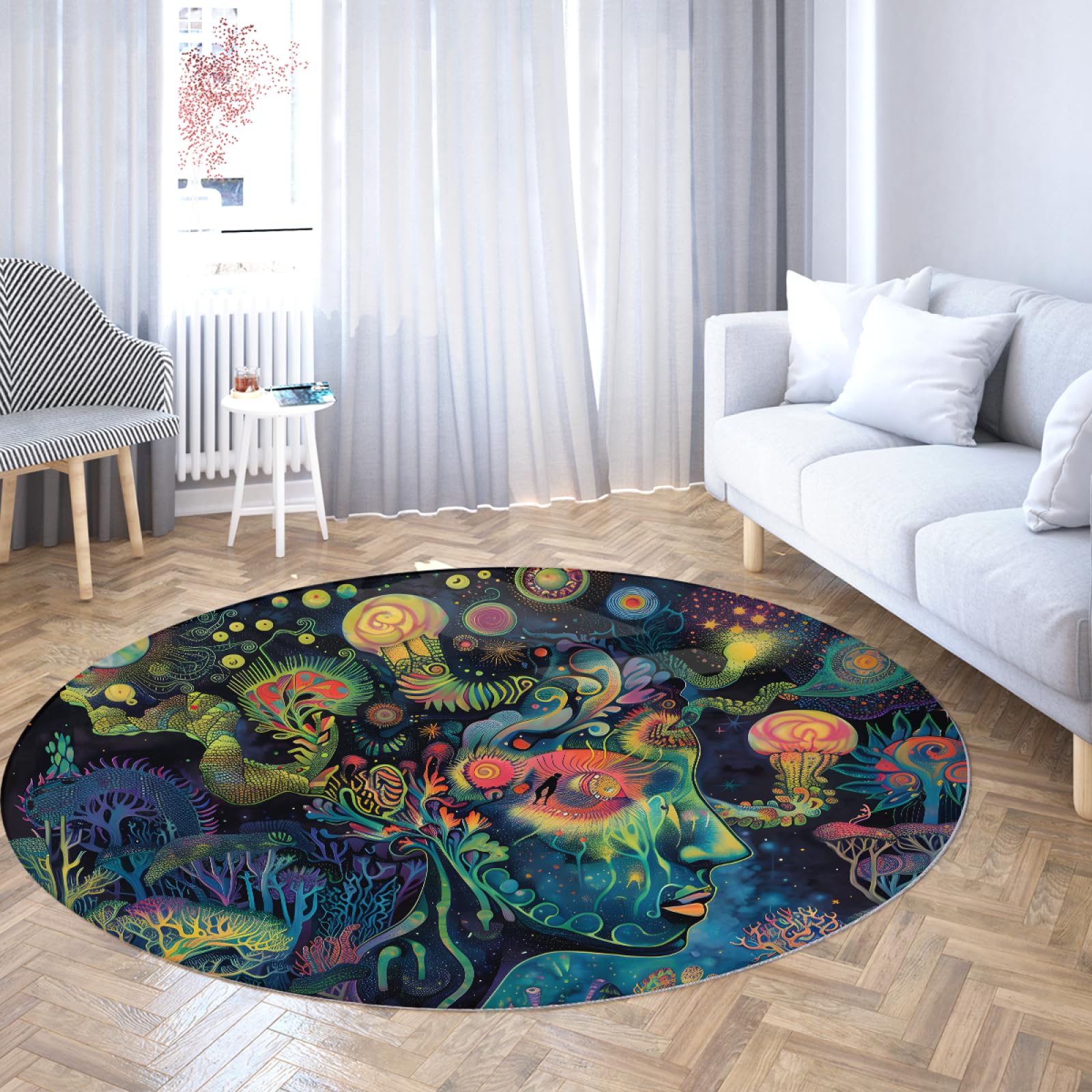 Moquette rond psychédélique haut de gamme pour intérieur artistique