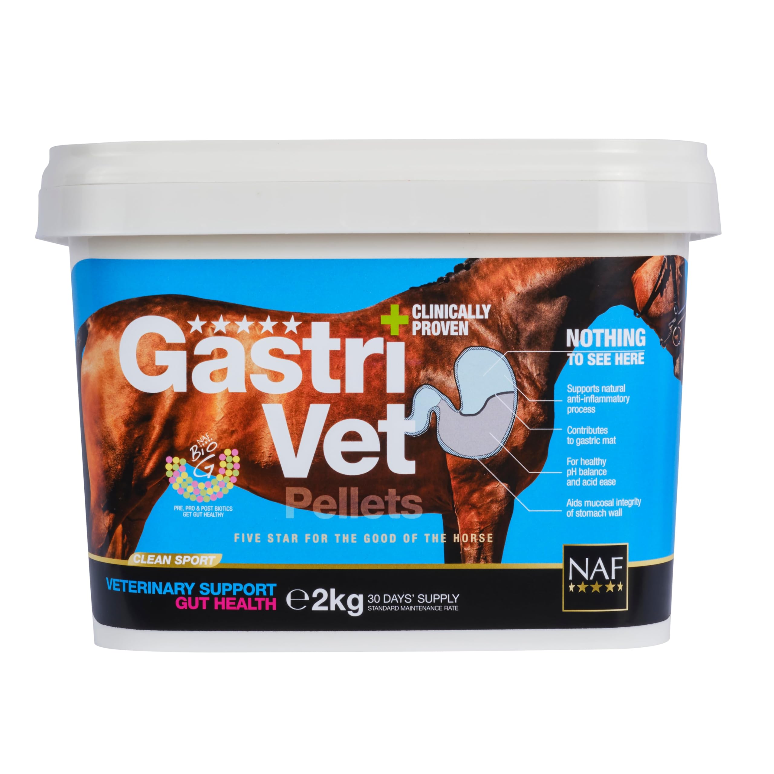 NAF Five Star GastriVet 2 kg - Advanced Stomach Support for Horses - Contains Prebiotics, Probiotics & Postbiotics - To Support Gastric Mucosa & Gut Health