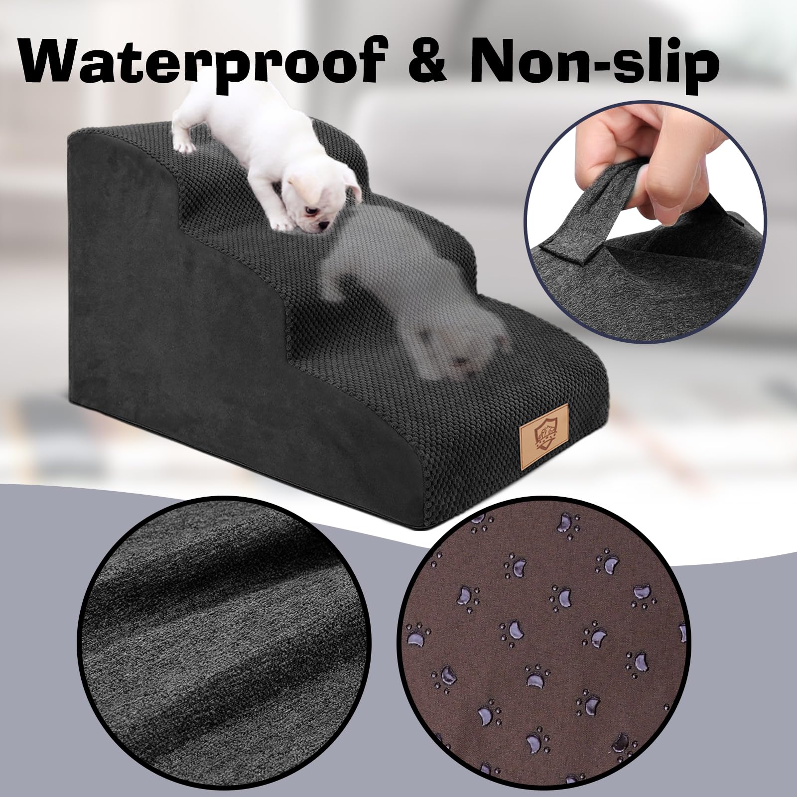 Dog Steps for Sofa Pawchop Waterproof High-Density Foam Dog Ramp with Removable Cover - Image 4