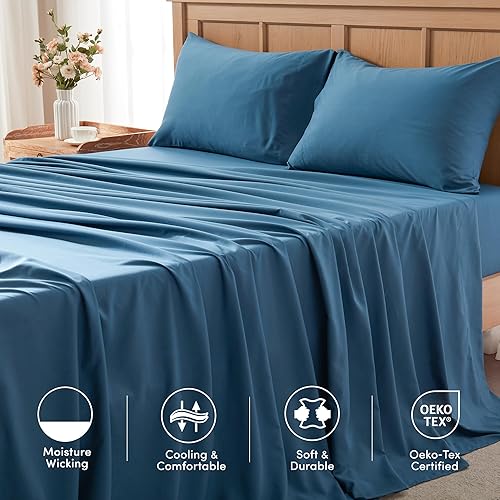 Miniatura 5 de Comfort Spaces - Juego de sábanas de 4 piezas Coolmax supersuave y resistente a la decoloración que absorbe la humedad con elásticos alrededor que