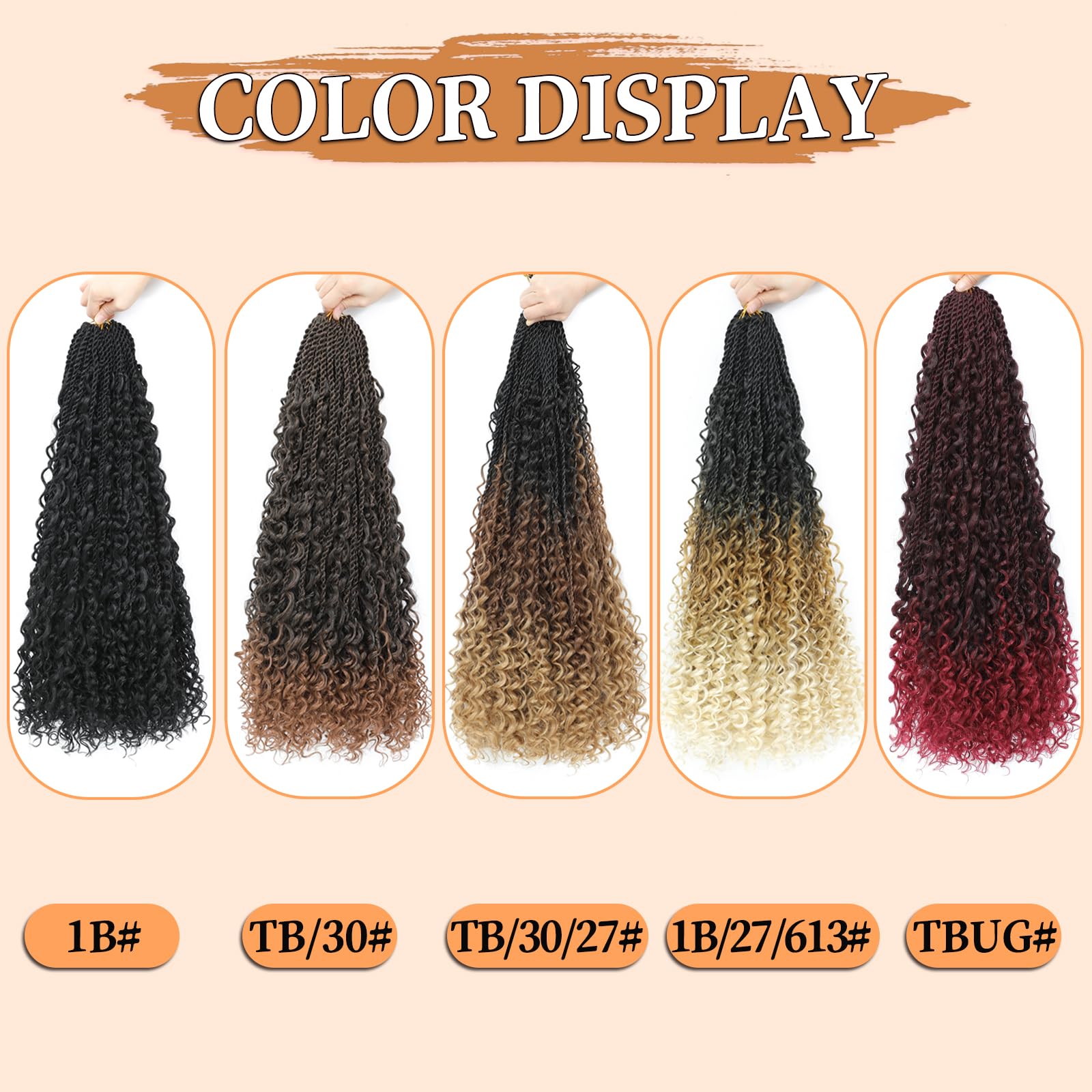 Auxemuen Senegalese Twist Crochet Hair 8Packs Boho Island Twist Crochet Hair with Curly Ends 14Inch Pre Looped Goddess Crochet Twists Hair Extensions for Black Women(TB/30) - Image 4