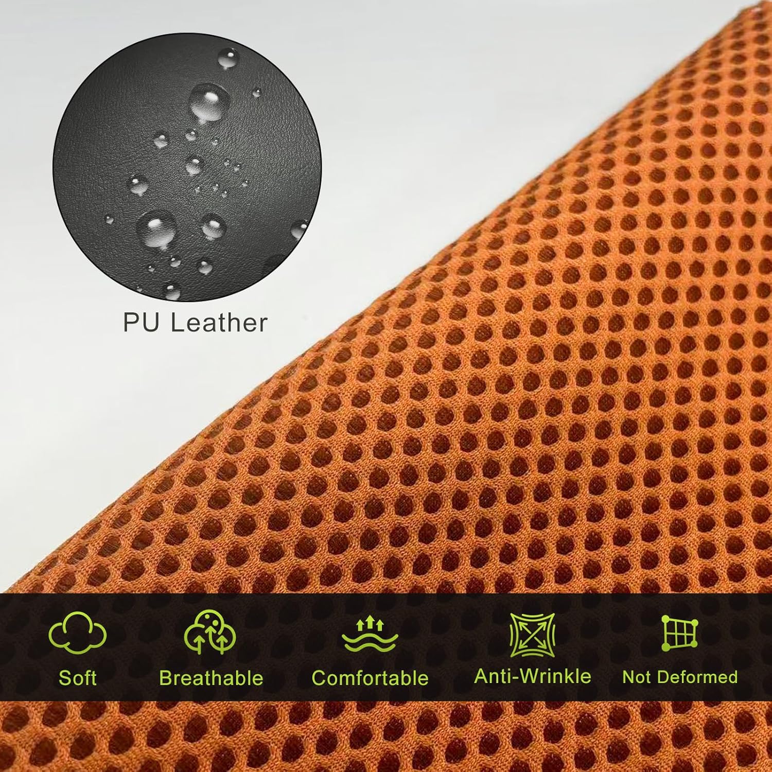 Golf Cart Seat Covers Fit Yamaha G29 Drive Front Seat Covers for Regular Cushion Breathable Thicken Mesh with Vinyl Leather No Nails Gun Easy to Install Black & Orange