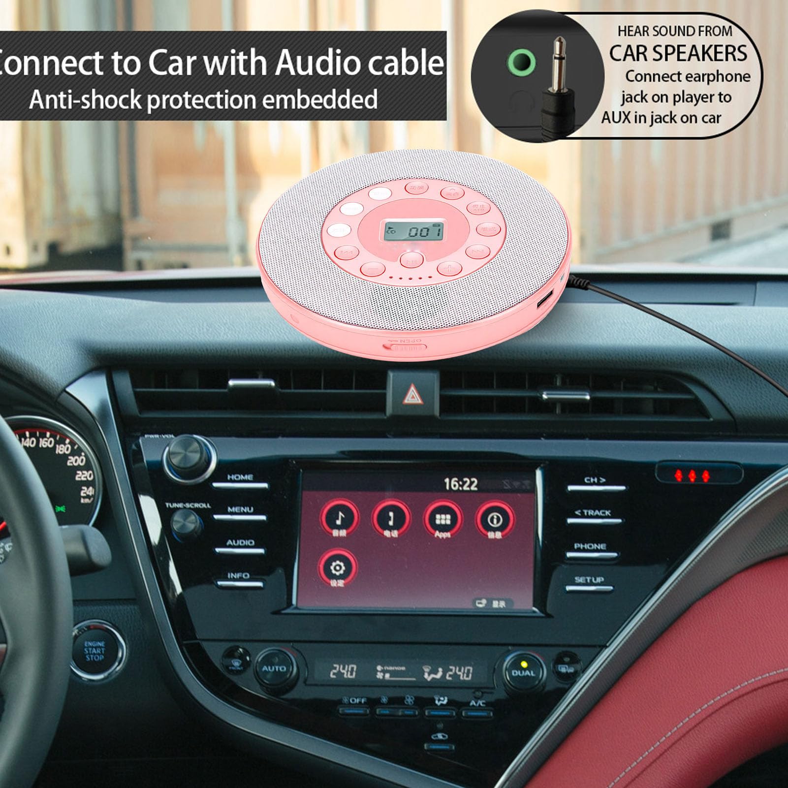 Bewinner Lettore CD Portatile con Altoparlante, Lettore Musicale CD Ricaricabile da 2000 MAh per Viaggi in Auto, Registrazione con Microfono Integrato su unità USB, Riproduzione Memoria Anti-salto,