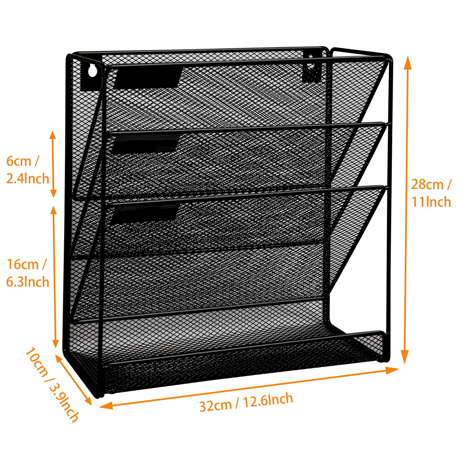 Organizador de Archivos de Pared de 4 Niveles, Soporte Colgante A4, Revistero de Malla de Metal, Organizador de Correo