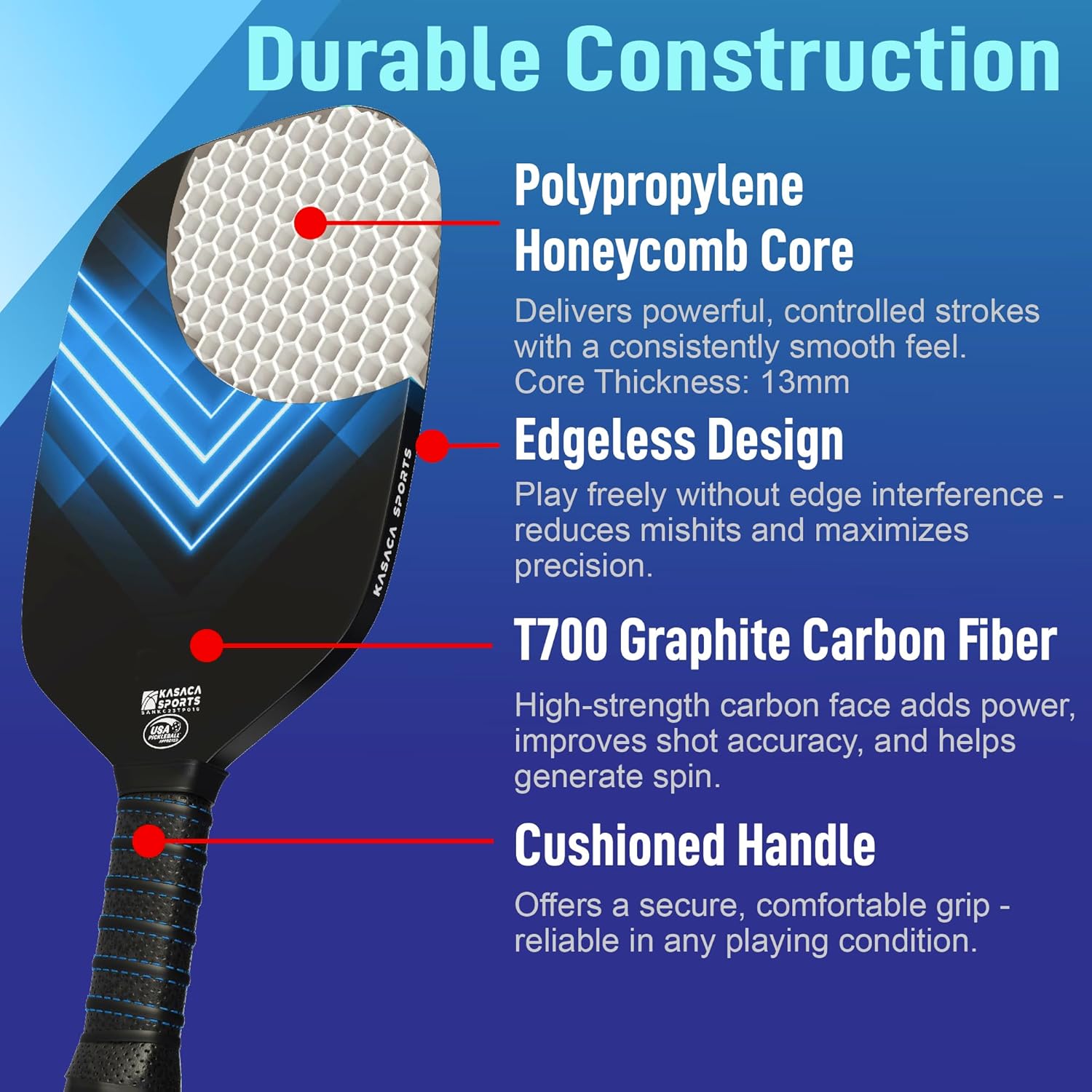 Pickleball Paddles, USAPA Carbon Fiber Pickleball Paddle with Pickle Ball Paddle Cover, Pickle Ball Raquette Pickle Ball Racket Edgeless Style