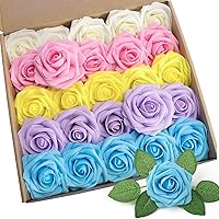 N&T NIETING 25pcs Realistic Artificial Foam Roses for Wedding Bouquets, Party Centerpieces & Home Decor - Series Color B