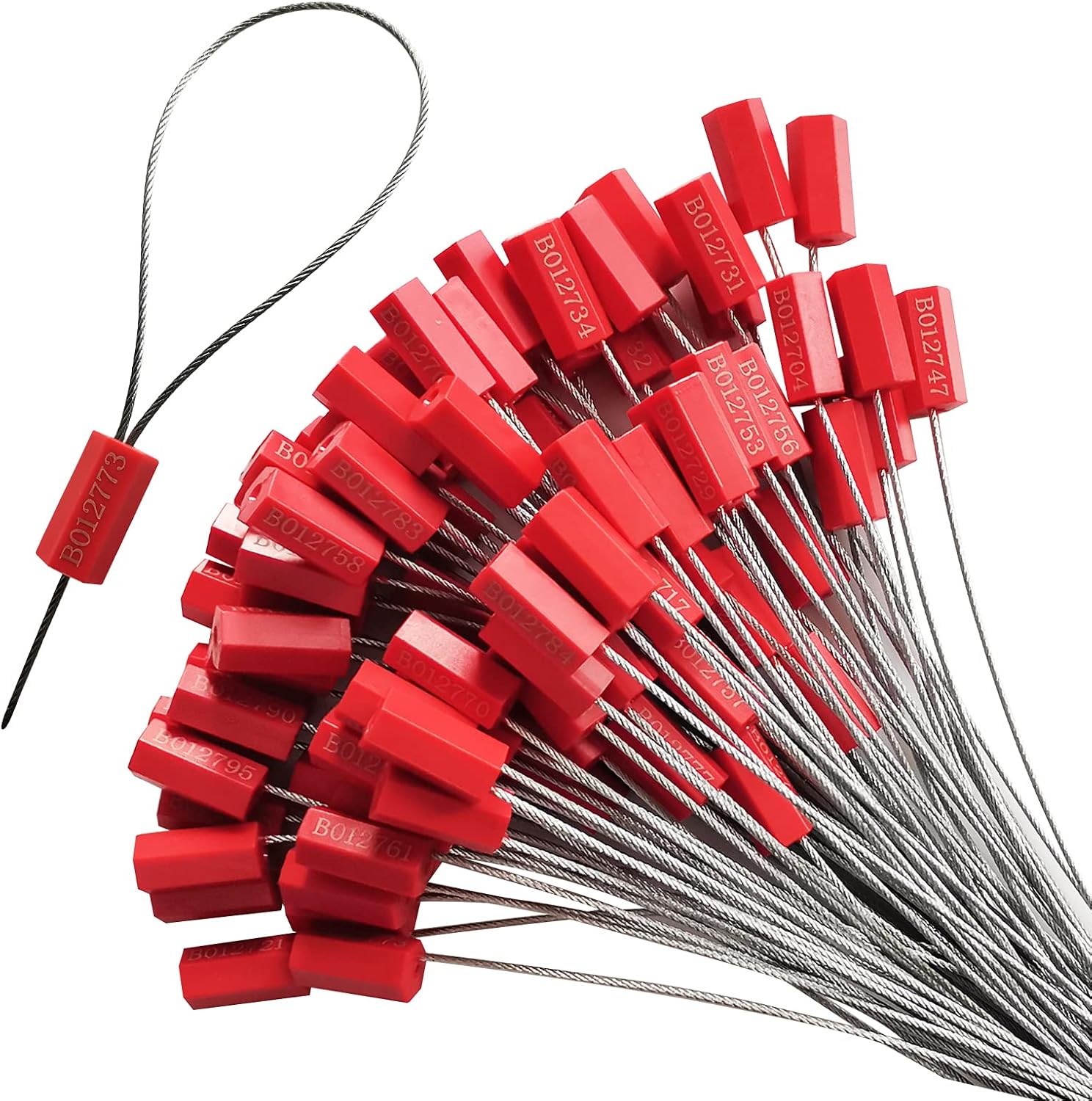 100 pcs Steel Security Cable Seals,Numbered Tamper Proof Security Tags