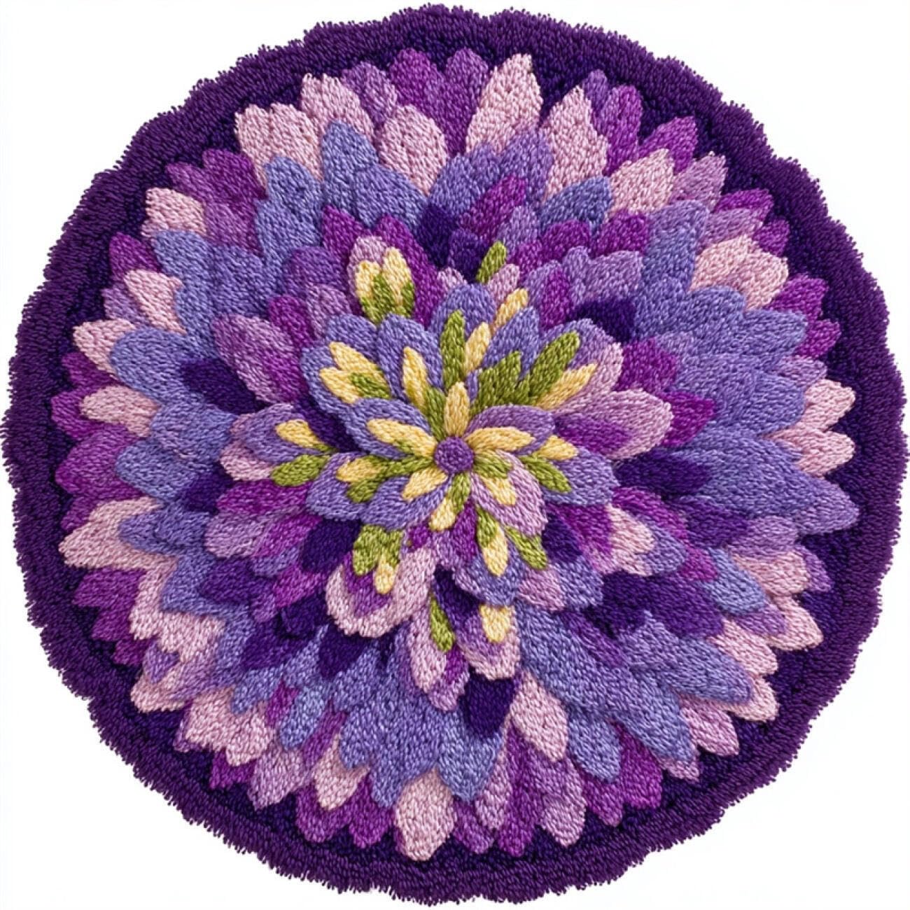 Kitquiver H Rug Latc Hook Craft Kits Purple Dahlia 100X100cm