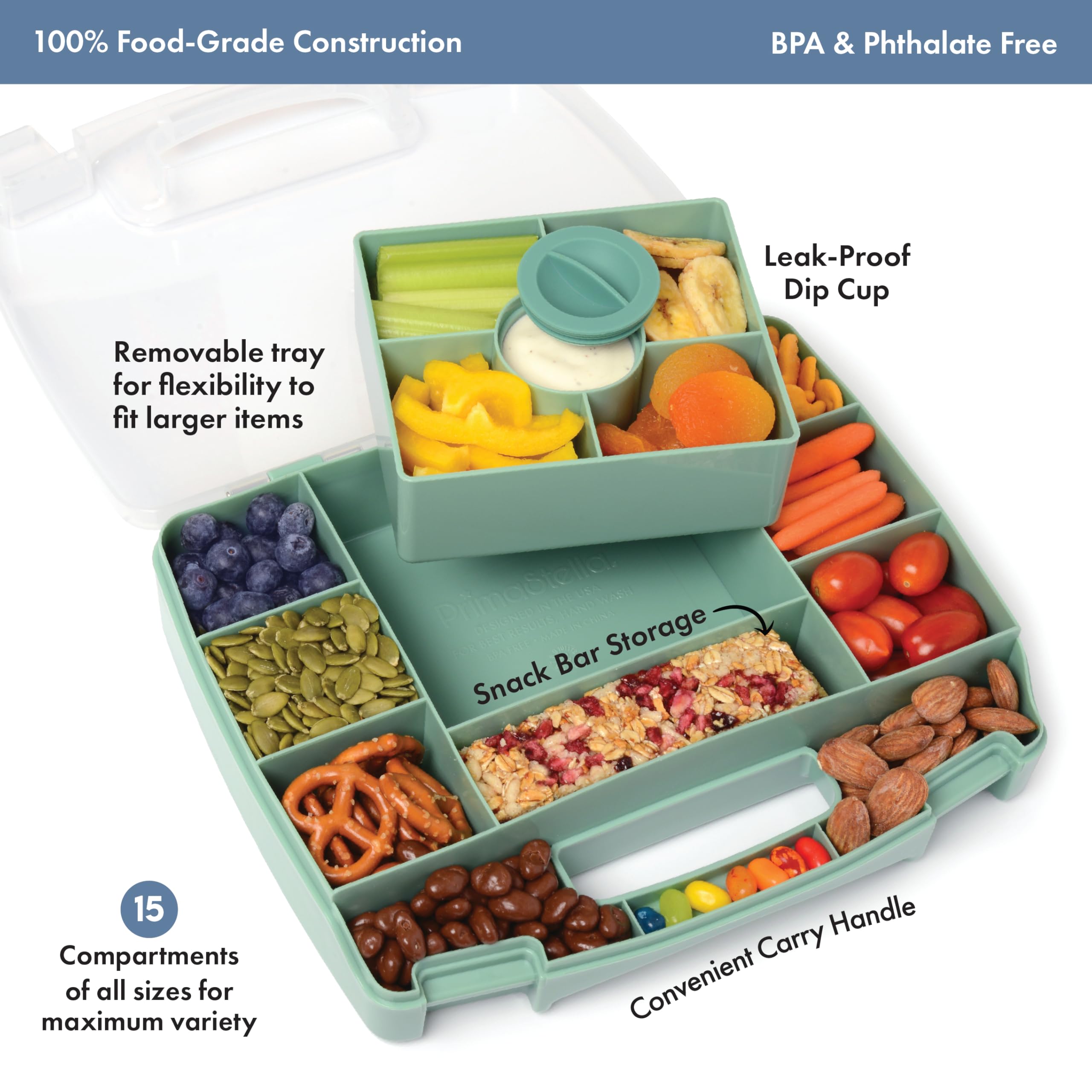 Amazon.com: PrimaStella Snacktainer Travel Snack Box - 15