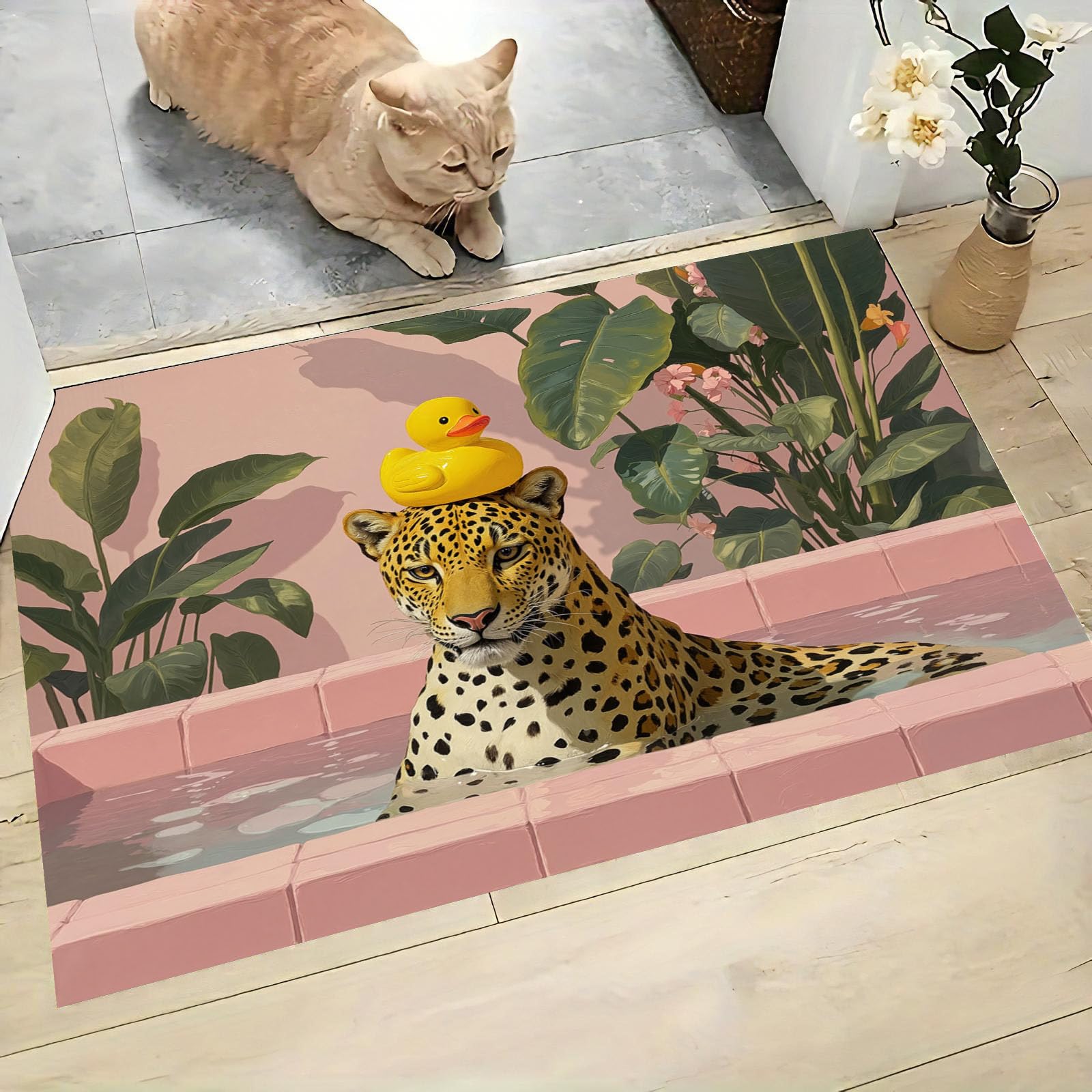 Tapis canard en caoutchouc amusant effet optique 3D absorbant pour la maison