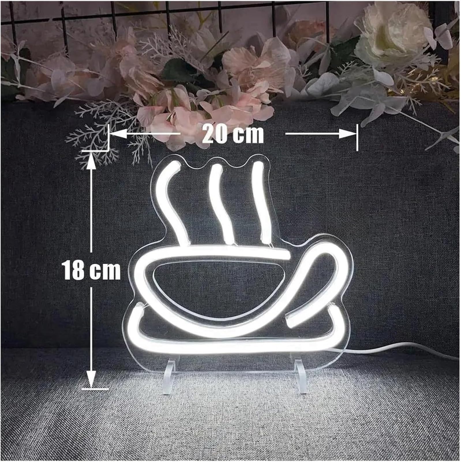 Lampada al neon Per insegne al neon per decorazioni murali Tazza per luci dimmerabili per a LED per film Home Club(Bianco)