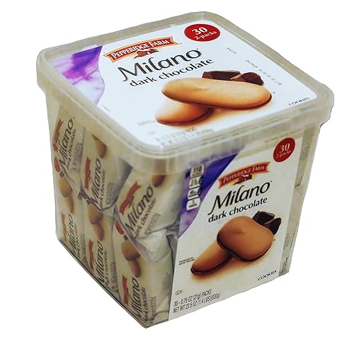 Pepperidge Farm, Milano, galletas, chocolate negro, 22.5 onzas, paquete múltiple, tina, paquetes de 2, total de 30 unidades