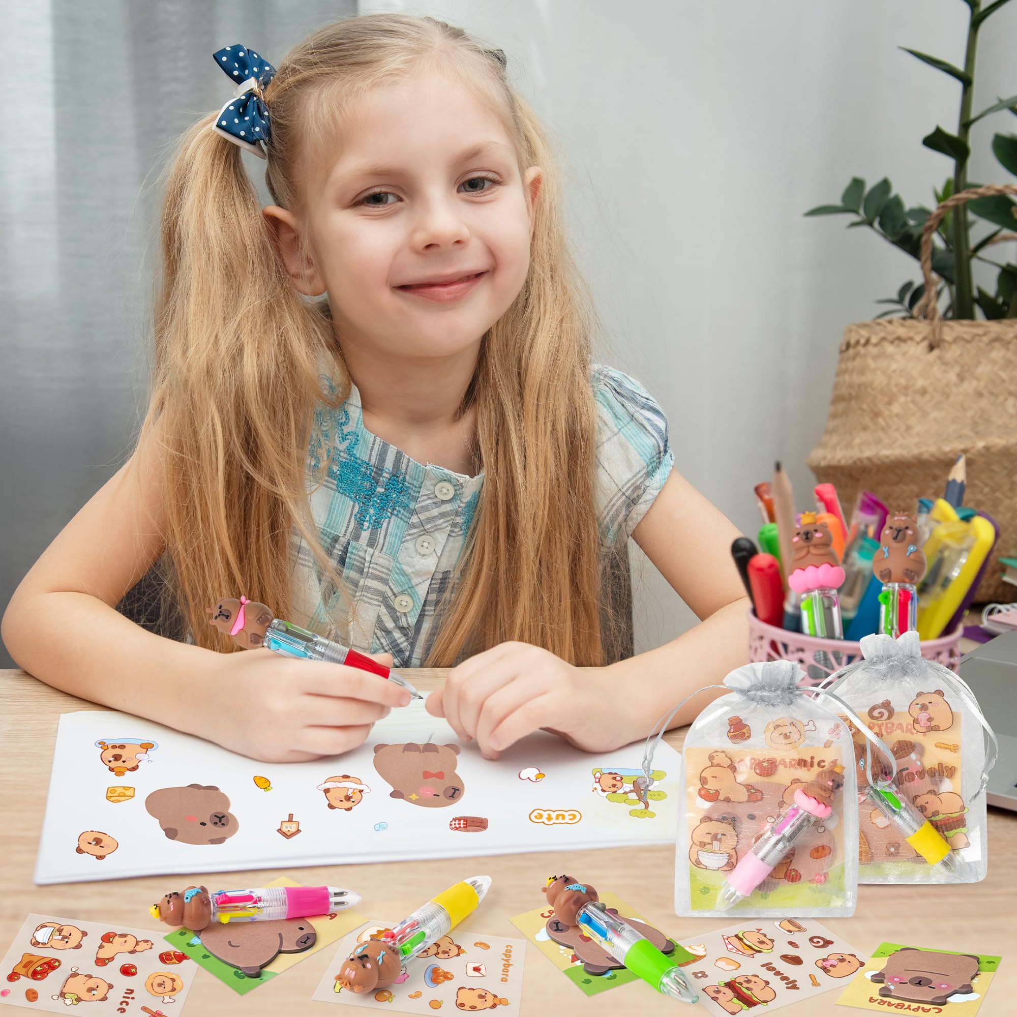 Set De Papelería Capybara - Incluye Cuaderno, Bolígrafos, Pegatinas, Reglas Y Más, Regalo Para Niños Y Adultos