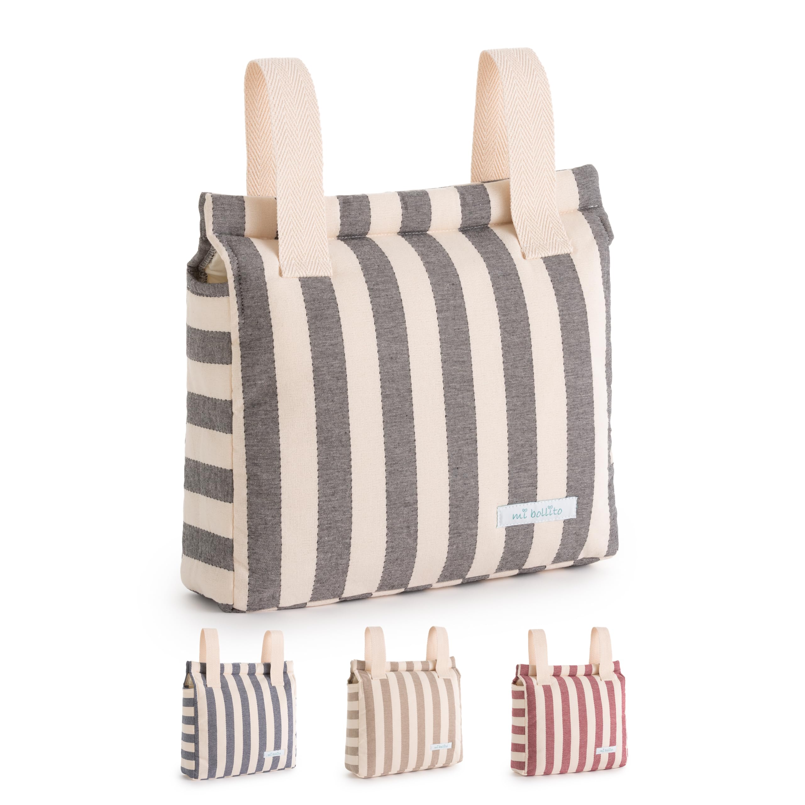 Sac à roulettes pour bébé | Nouvelle collection | Sac pour poussette universel avec fermeture à clic | Léger, pratique et avec grande capacité | Motif à rayures.